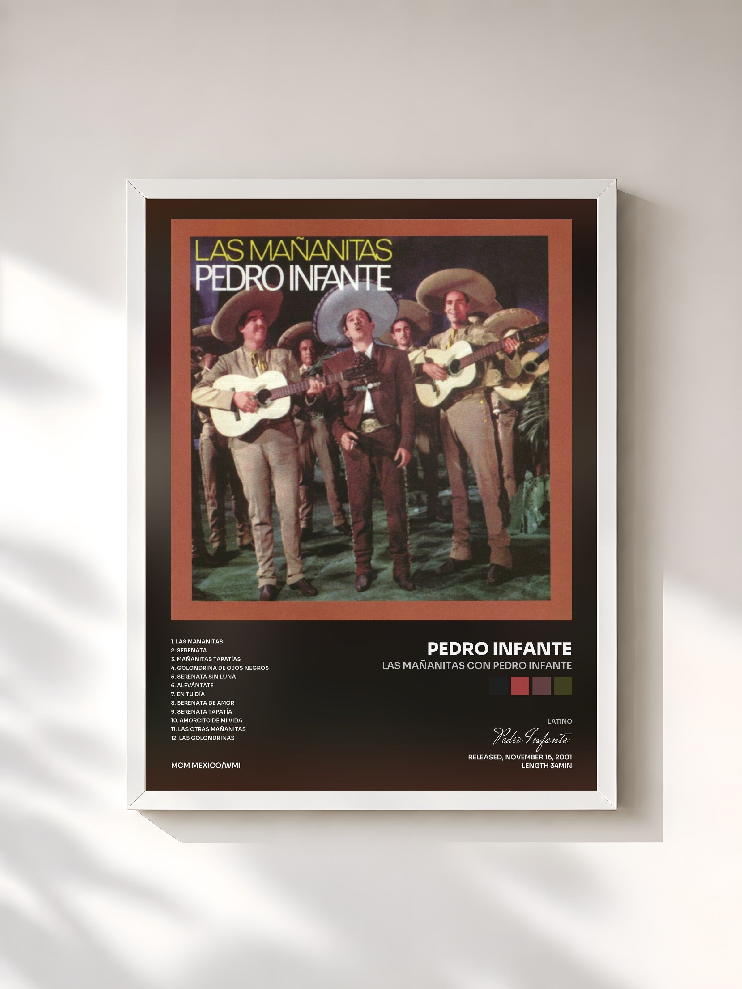#blanc Tableau de l'album Las Mañanitas con Pedro Infante de Pedro Infante, cadre blanc, imprimé et encadré en France