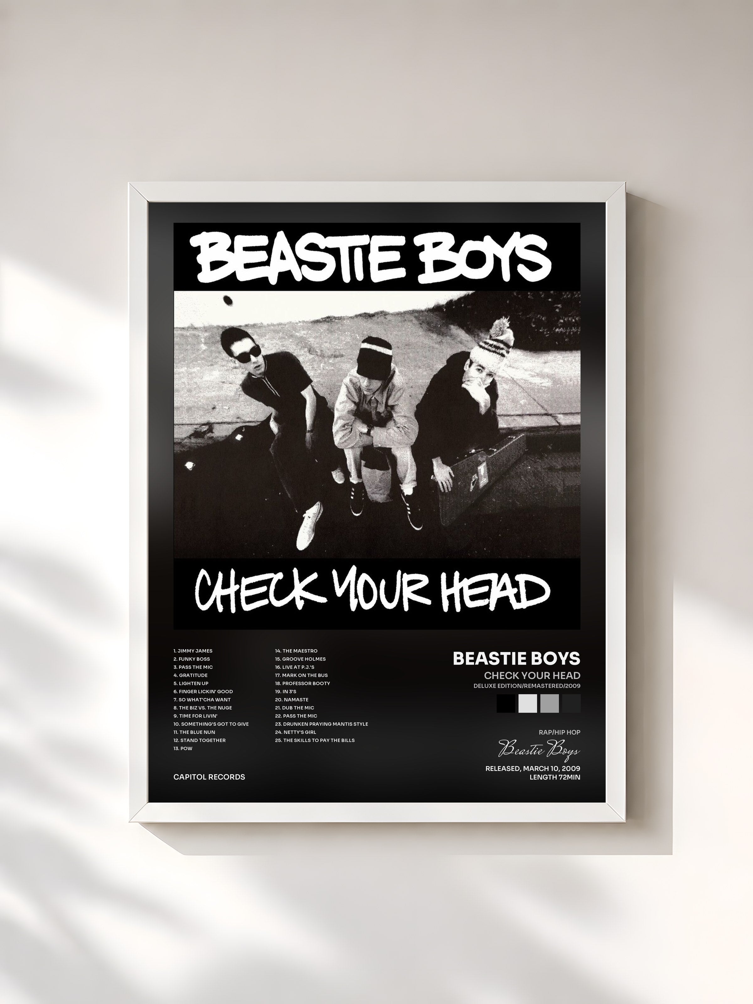 #blanc Tableau de l'album Check Your Head (Deluxe Edition/Remastered/2009) de Beastie Boys, cadre blanc, imprimé et encadré en France