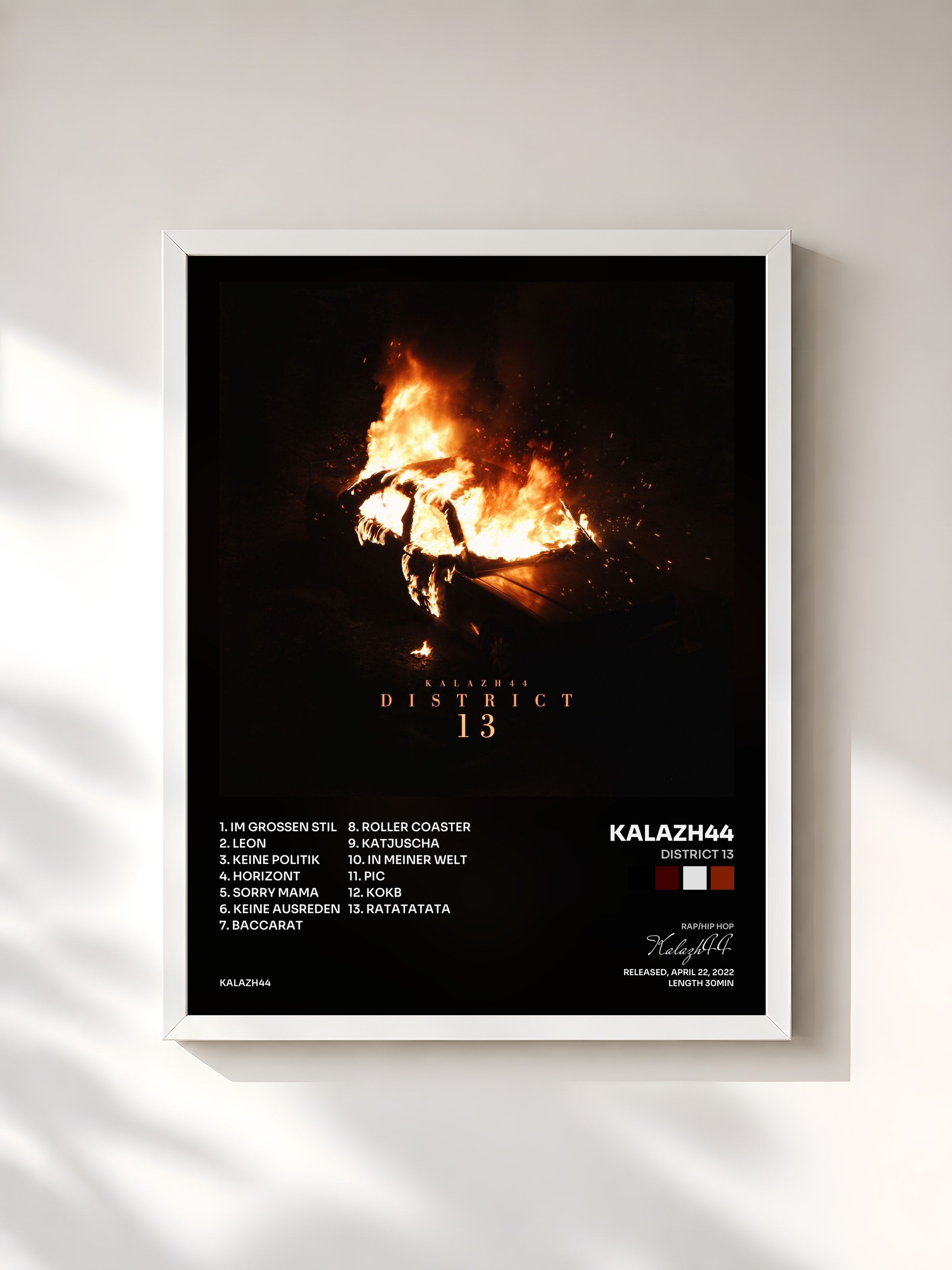 #blanc Tableau de l'album District 13 de Kalazh44, cadre blanc, imprimé et encadré en France