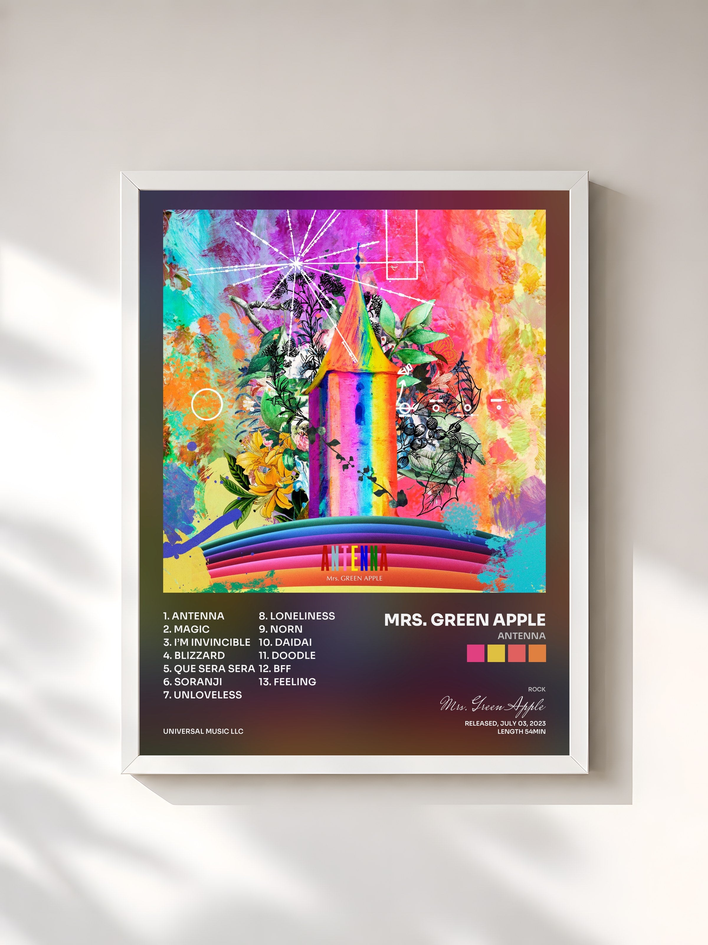 #blanc Tableau de l'album Antenna de Mrs. Green Apple, cadre blanc, imprimé et encadré en France