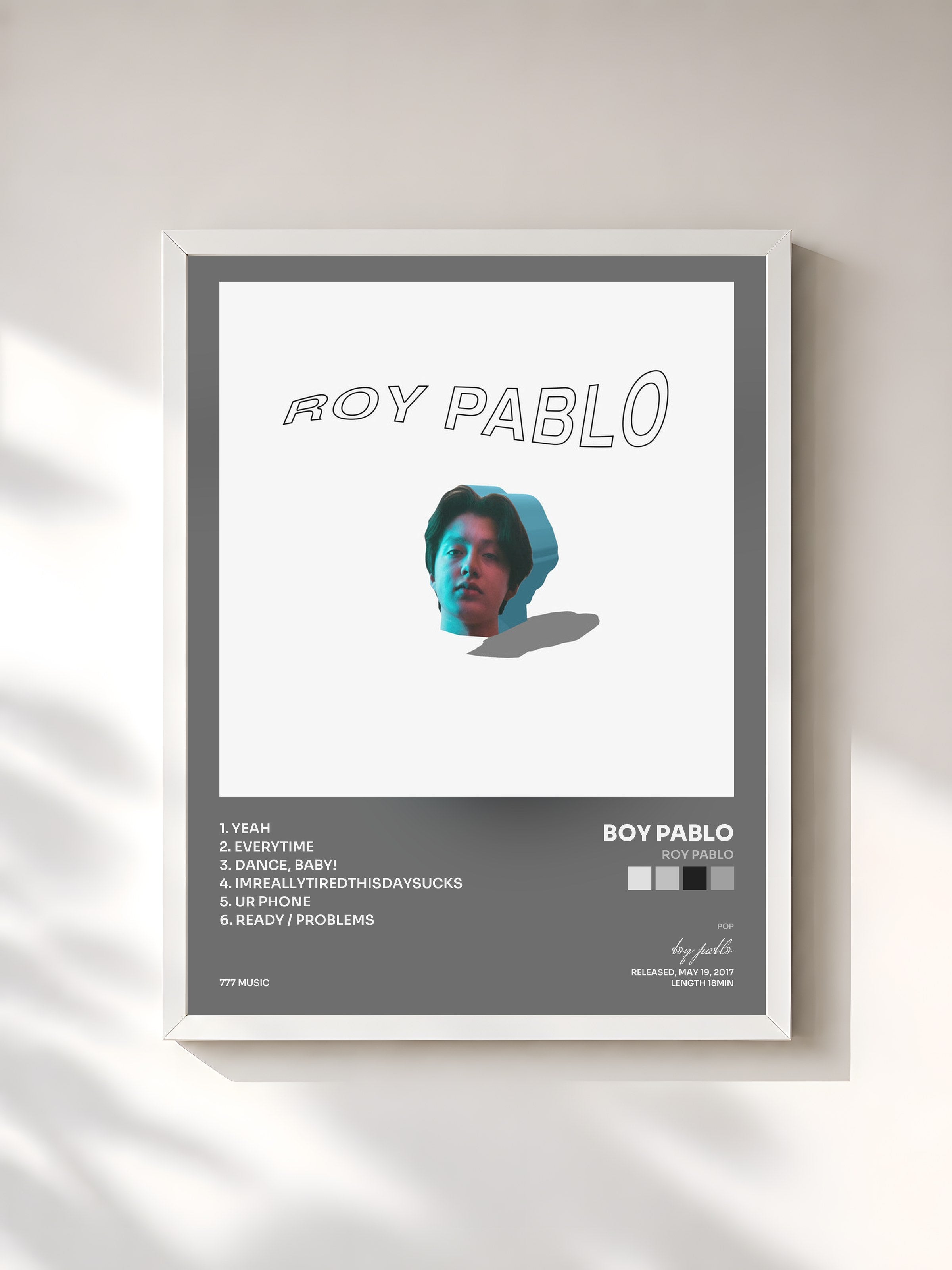 #blanc Tableau de l'album Roy Pablo de boy pablo, cadre blanc, imprimé et encadré en France
