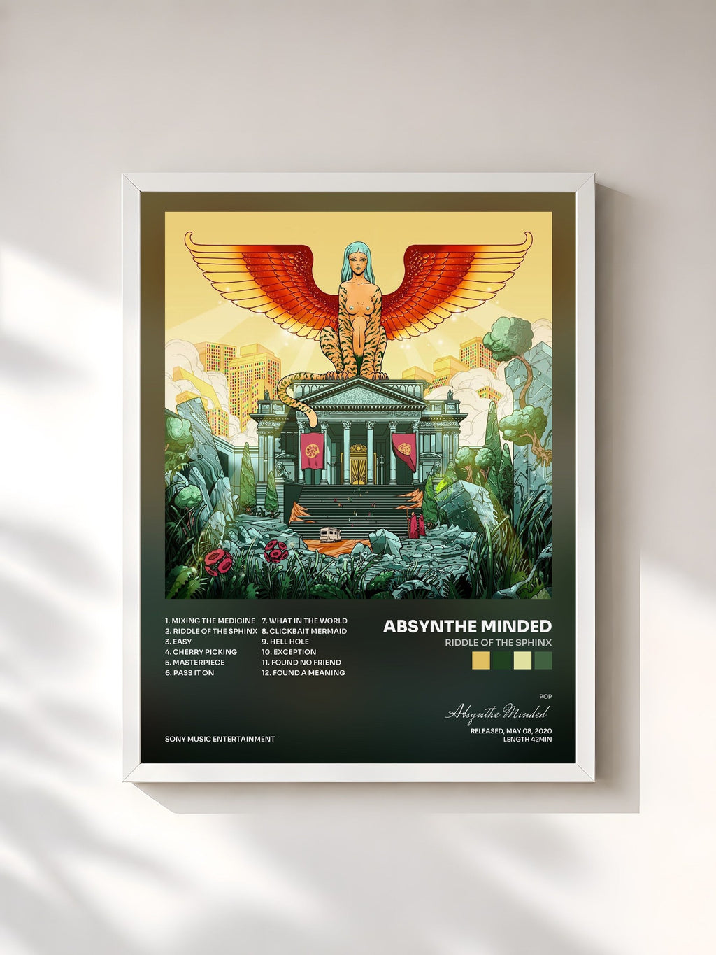 #blanc Tableau de l'album Riddle of the Sphinx de Absynthe Minded, cadre blanc, imprimé et encadré en France