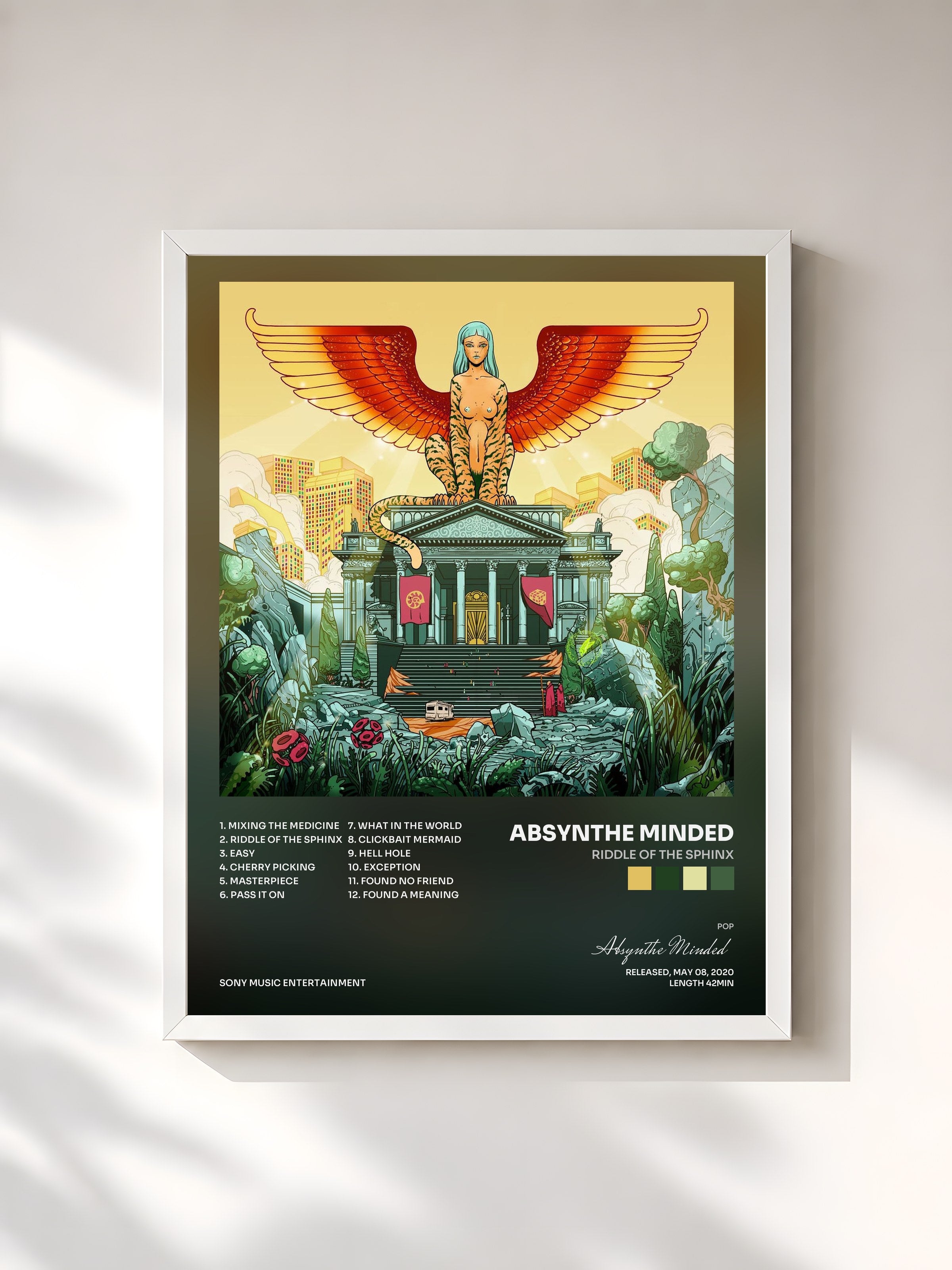 #blanc Tableau de l'album Riddle of the Sphinx de Absynthe Minded, cadre blanc, imprimé et encadré en France