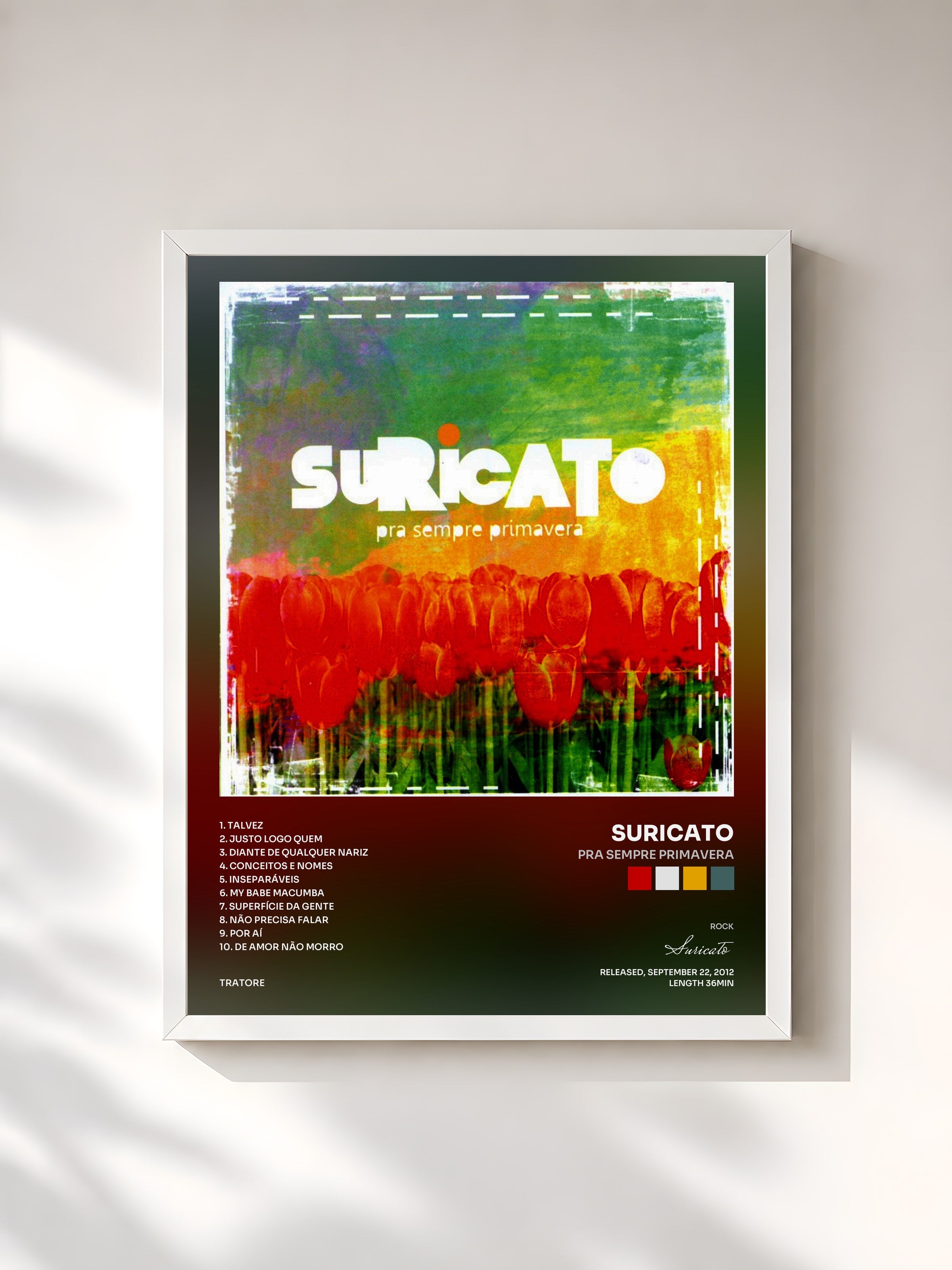 #blanc Tableau de l'album Pra Sempre Primavera de Suricato, cadre blanc, imprimé et encadré en France
