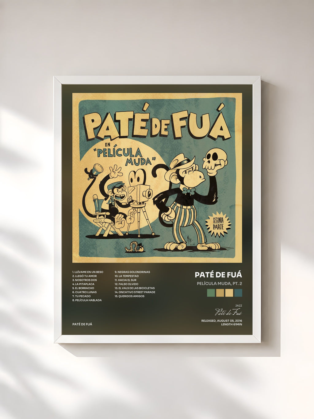 #blanc Tableau de l'album Película Muda, Pt. 2 de Paté de Fuá, cadre blanc, imprimé et encadré en France