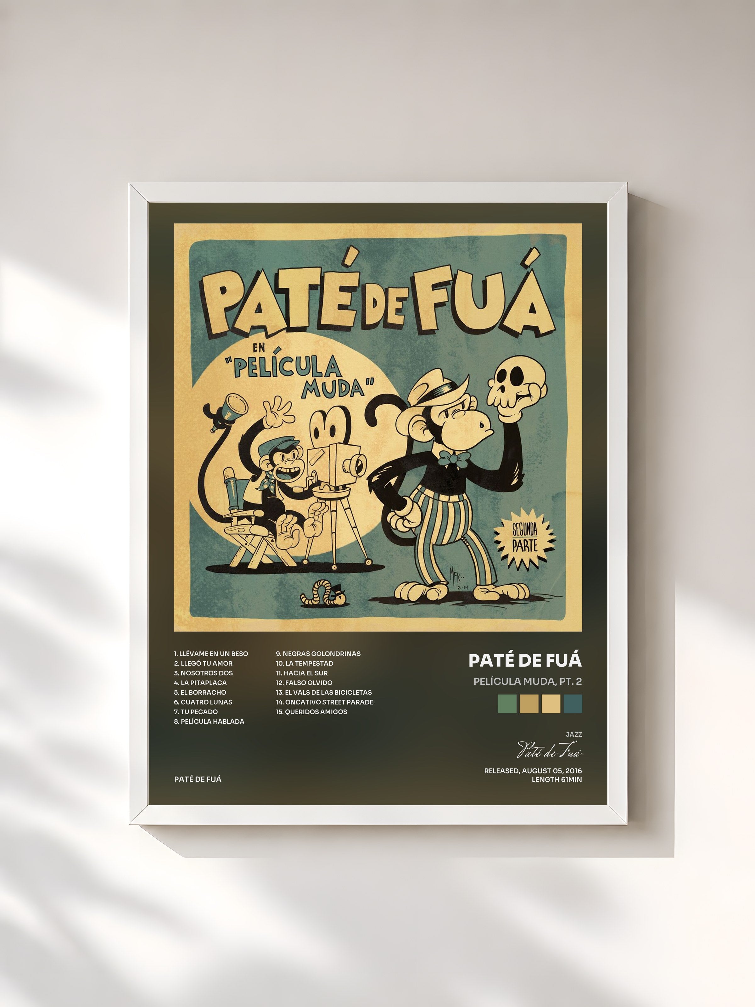 #blanc Tableau de l'album Película Muda, Pt. 2 de Paté de Fuá, cadre blanc, imprimé et encadré en France