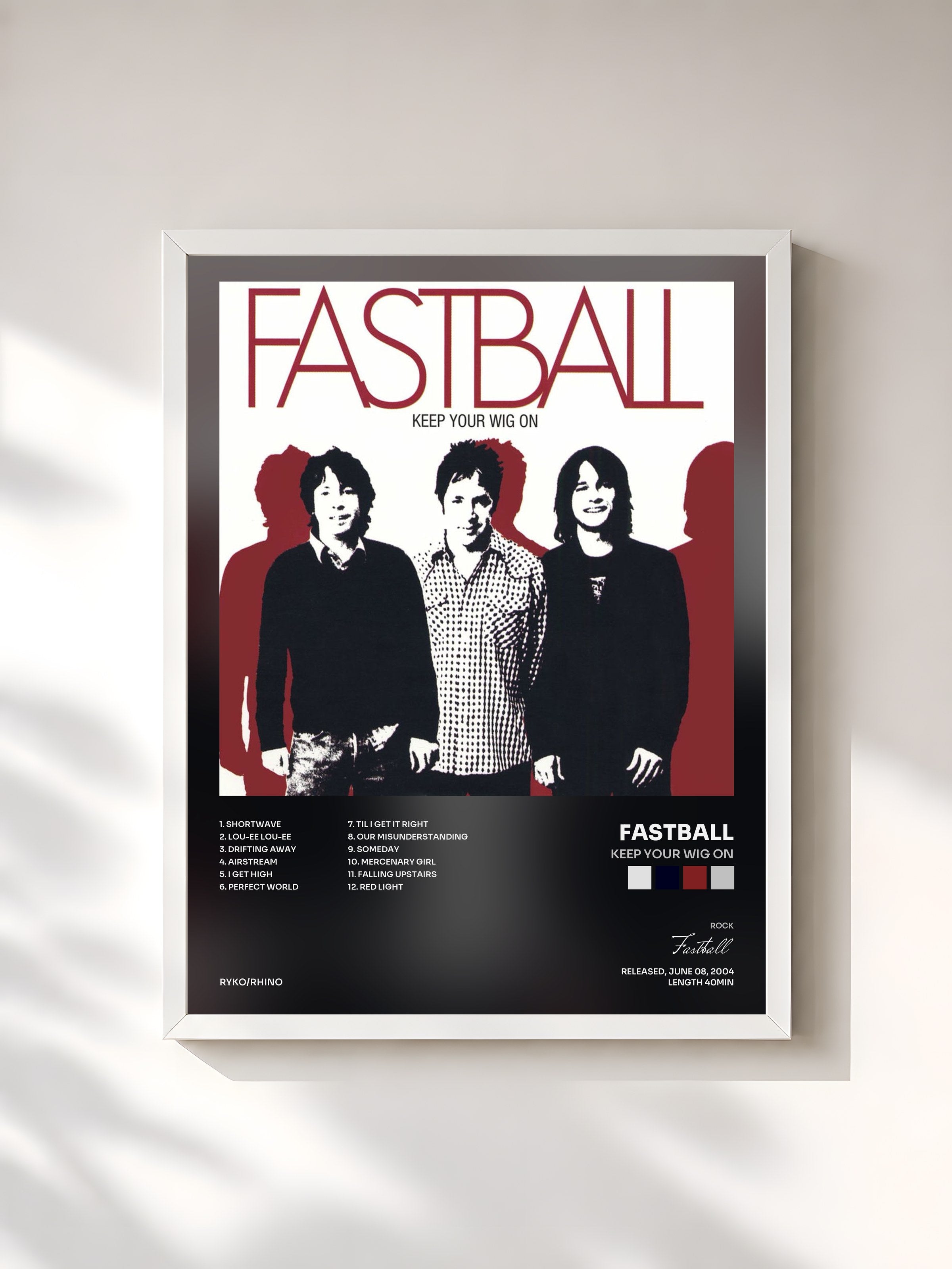 #blanc Tableau de l'album Keep Your Wig On de Fastball, cadre blanc, imprimé et encadré en France