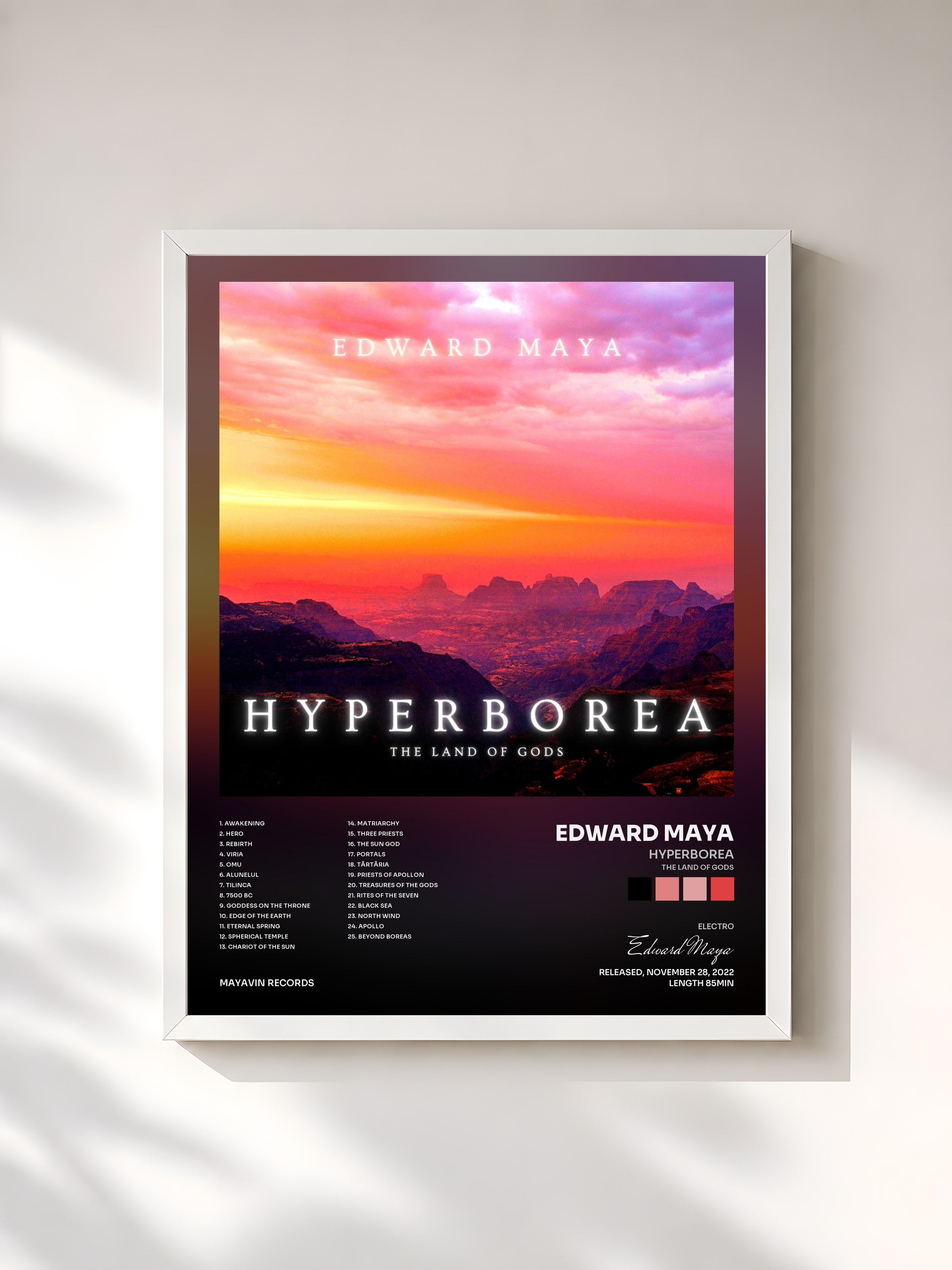 #blanc Tableau de l'album Hyperborea (The Land of Gods) de Edward Maya, cadre blanc, imprimé et encadré en France