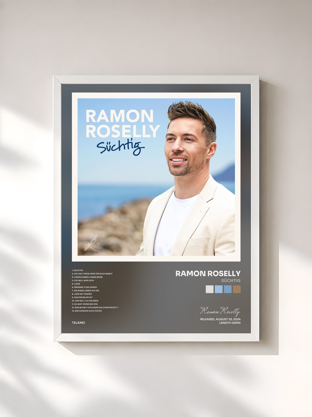 #blanc Tableau de l'album Süchtig de Ramon Roselly, cadre blanc, imprimé et encadré en France