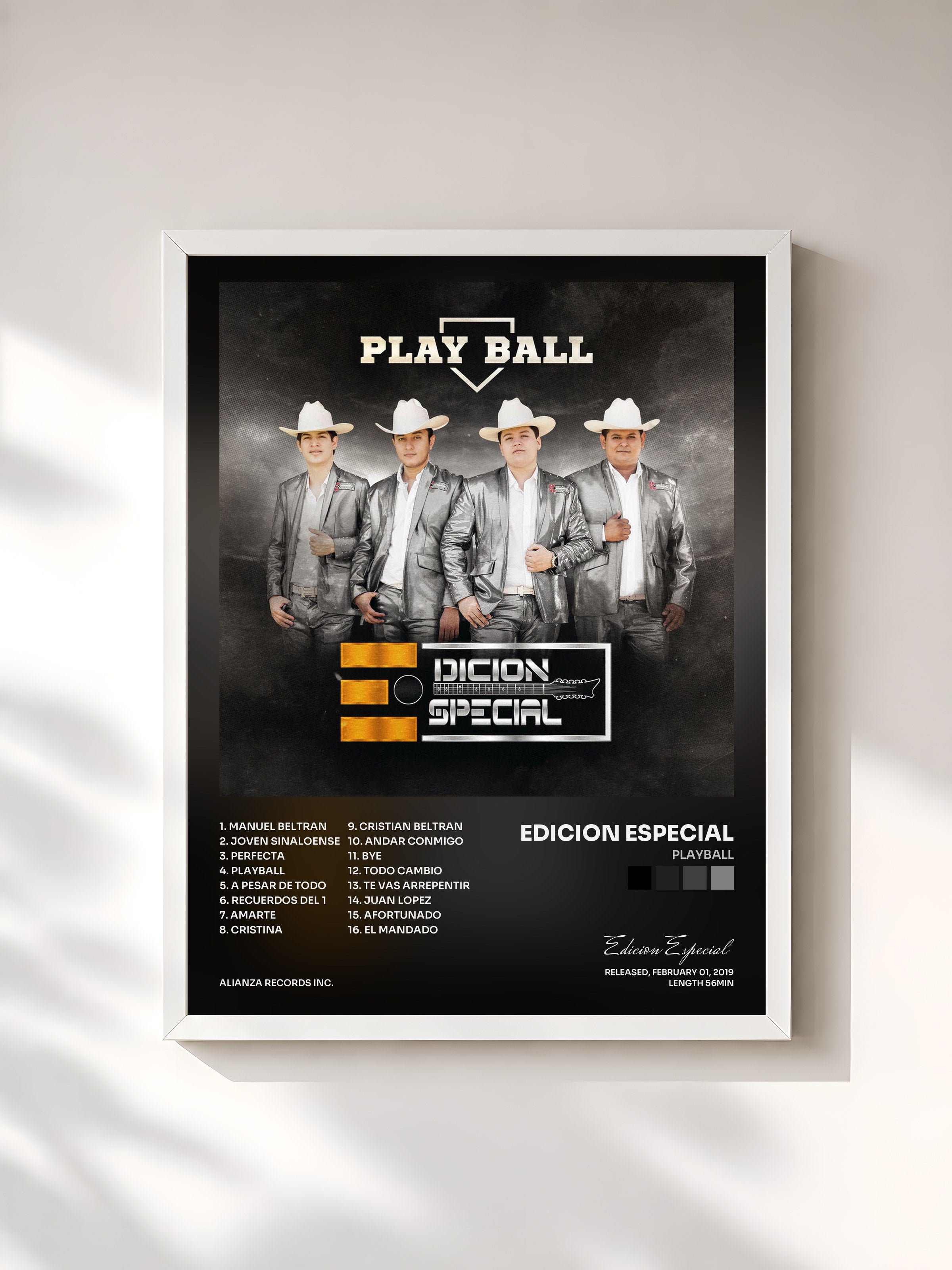 #blanc Tableau de l'album Playball de Edicion Especial, cadre blanc, imprimé et encadré en France