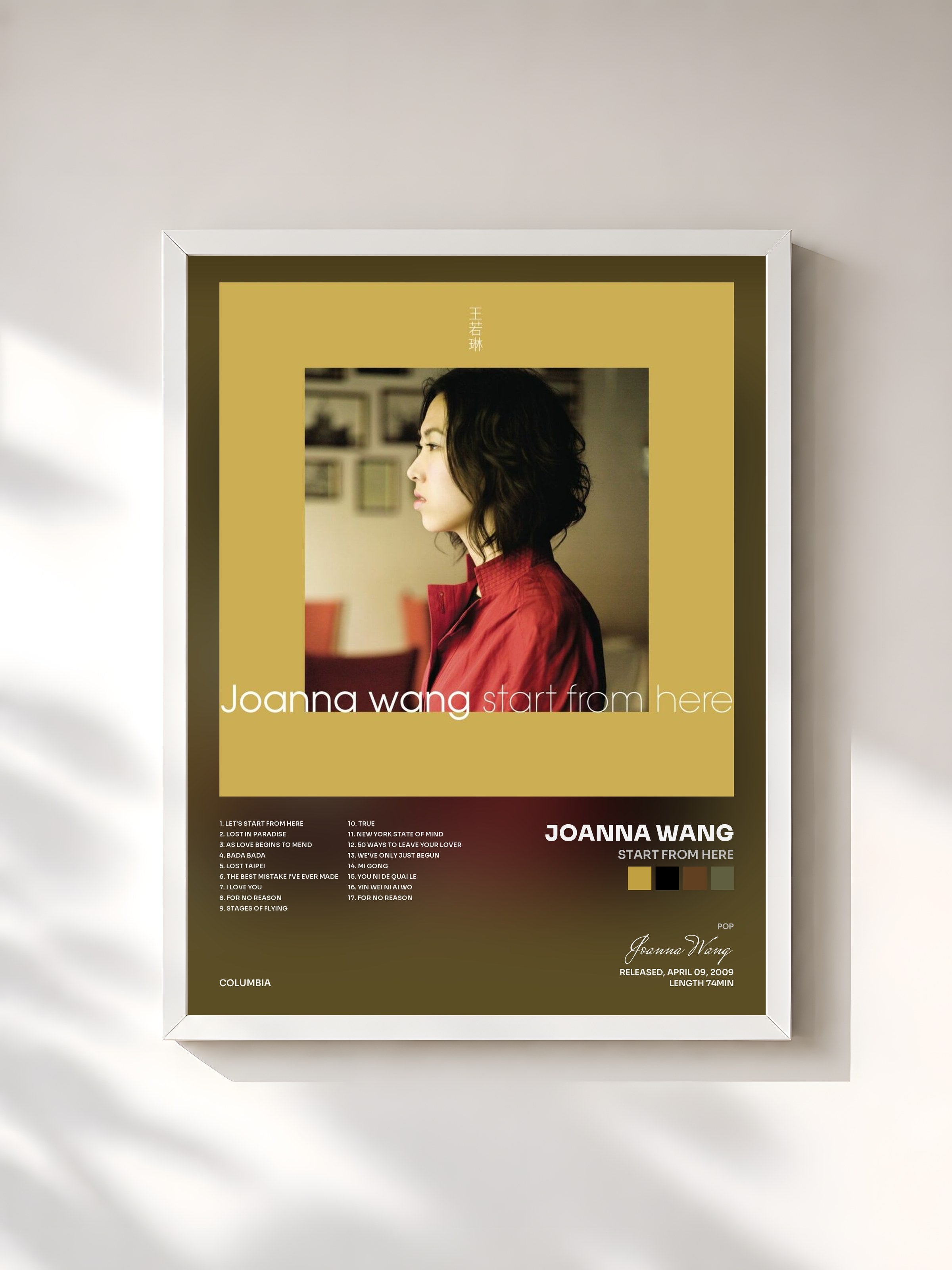 #blanc Tableau de l'album Start From Here de Joanna Wang, cadre blanc, imprimé et encadré en France