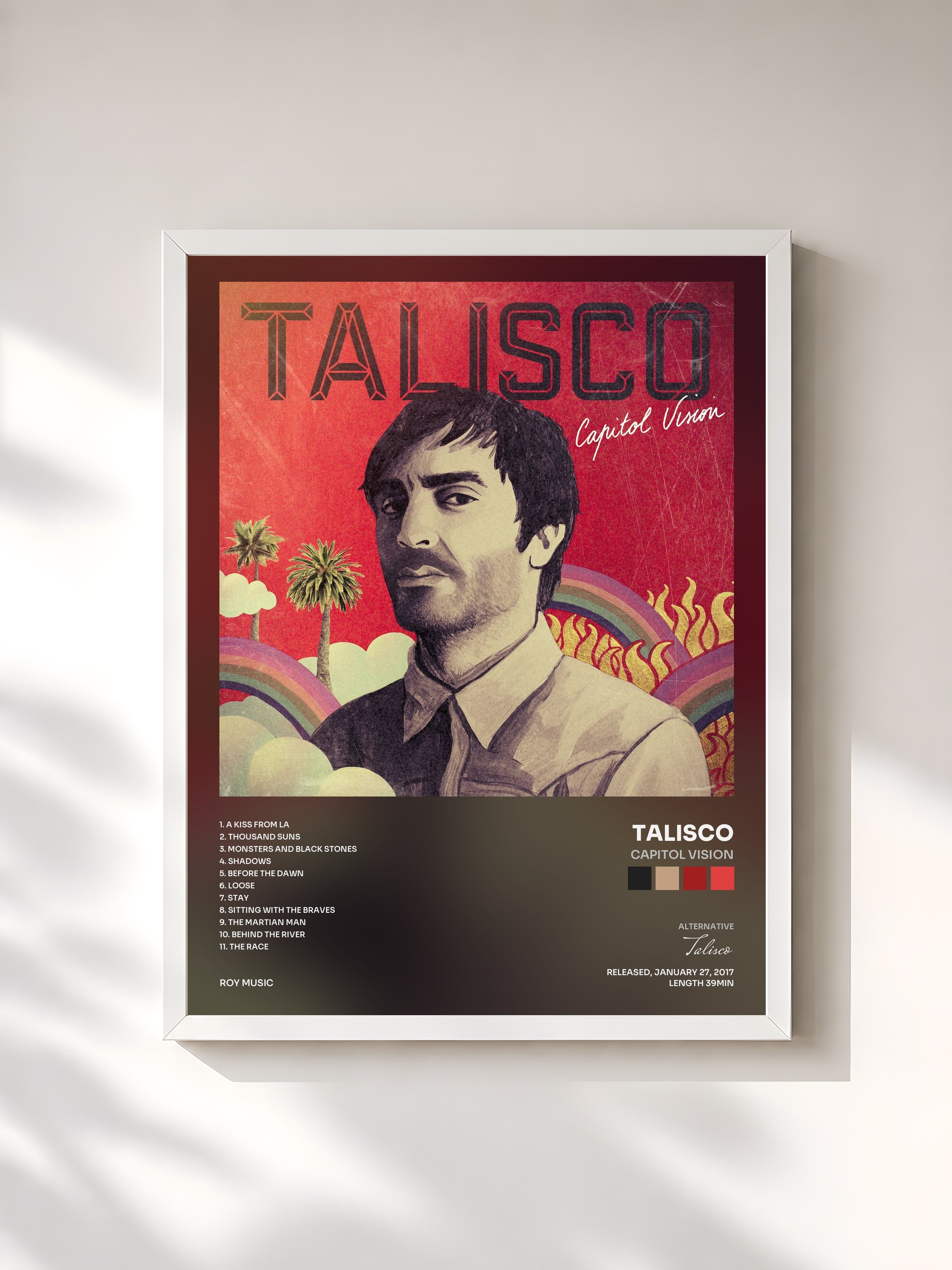 #blanc Tableau de l'album Capitol Vision de Talisco, cadre blanc, imprimé et encadré en France