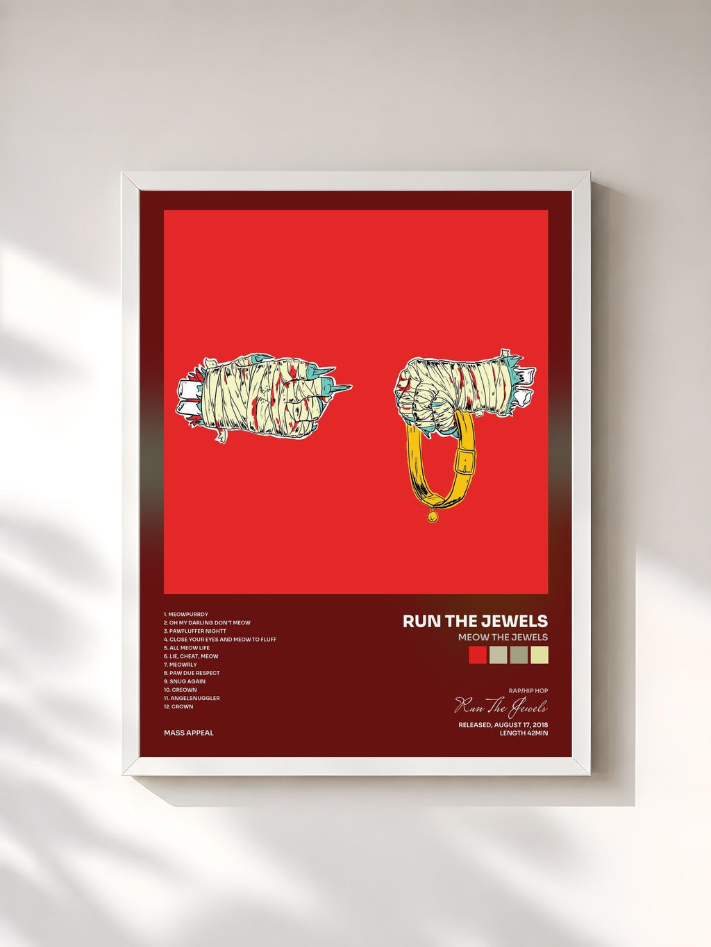 #blanc Meow the Jewels de Run The Jewels en lámina enmarcada, marco blanco, impresa y enmarcada en Francia
