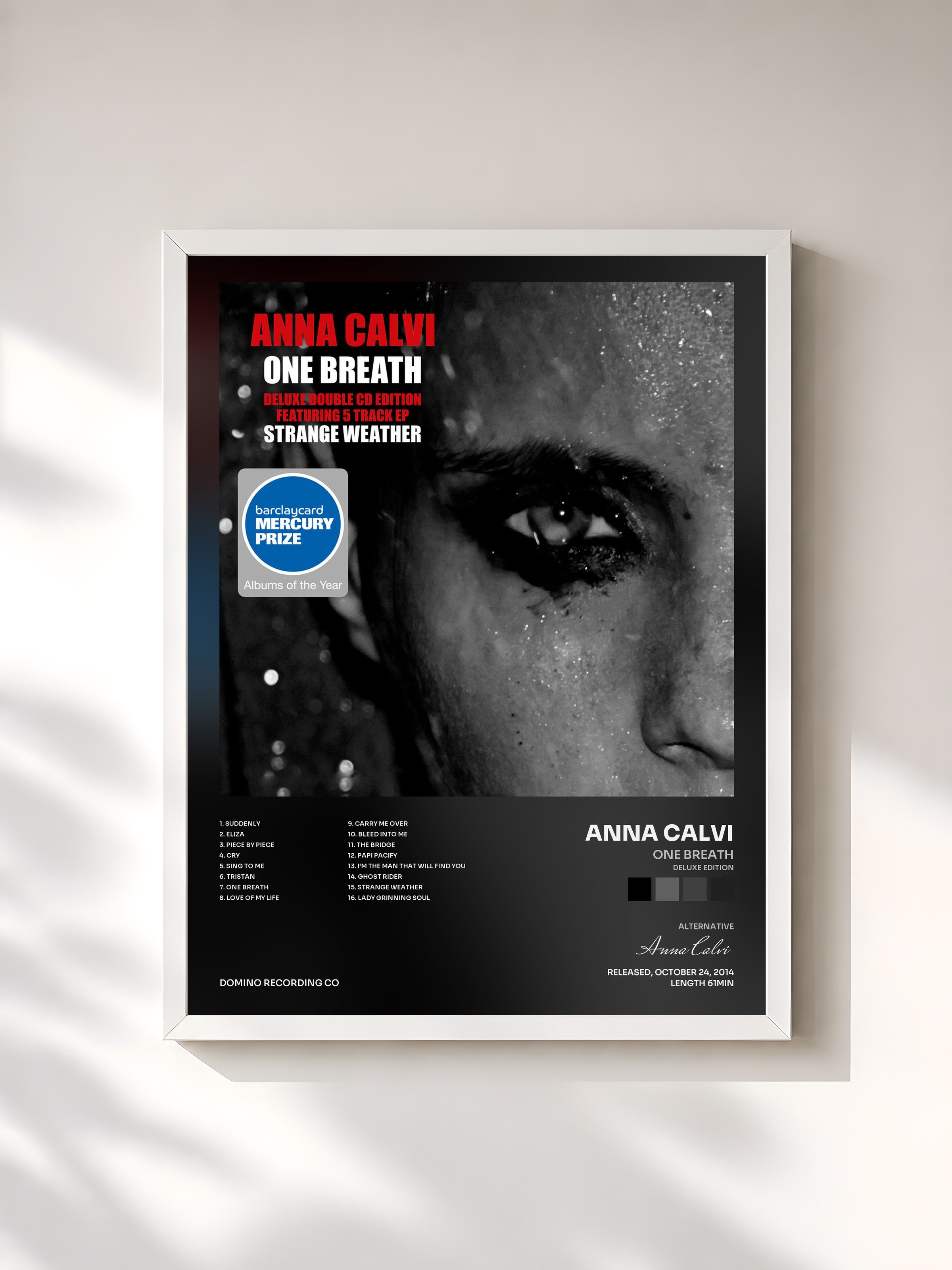 #blanc Tableau de l'album One Breath (Deluxe Edition) de Anna Calvi, cadre blanc, imprimé et encadré en France