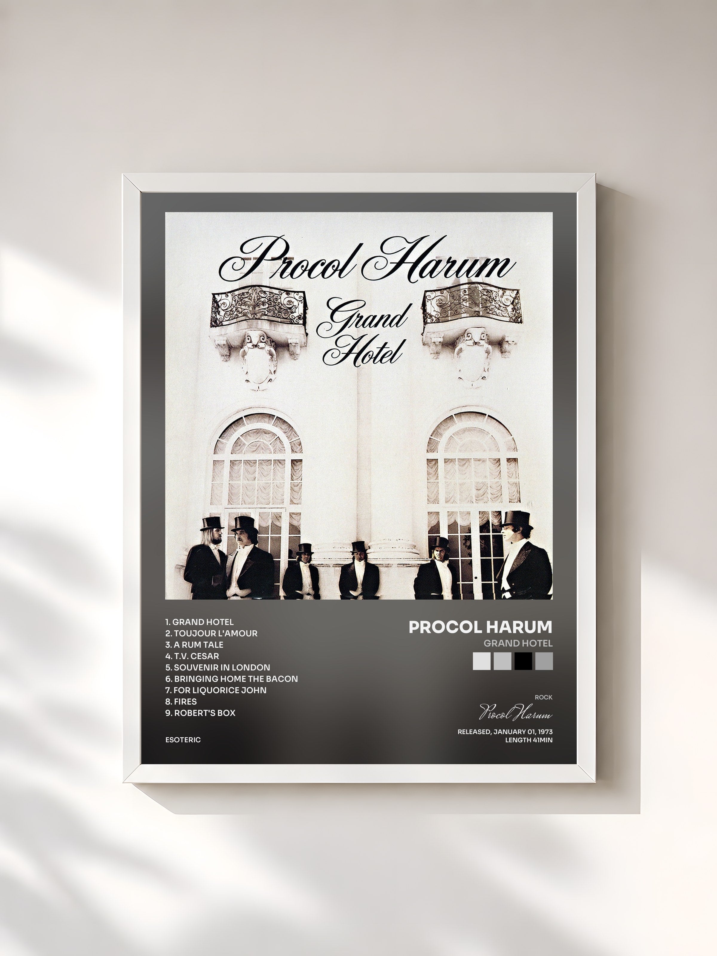 #blanc Tableau de l'album Grand Hotel de Procol Harum, cadre blanc, imprimé et encadré en France