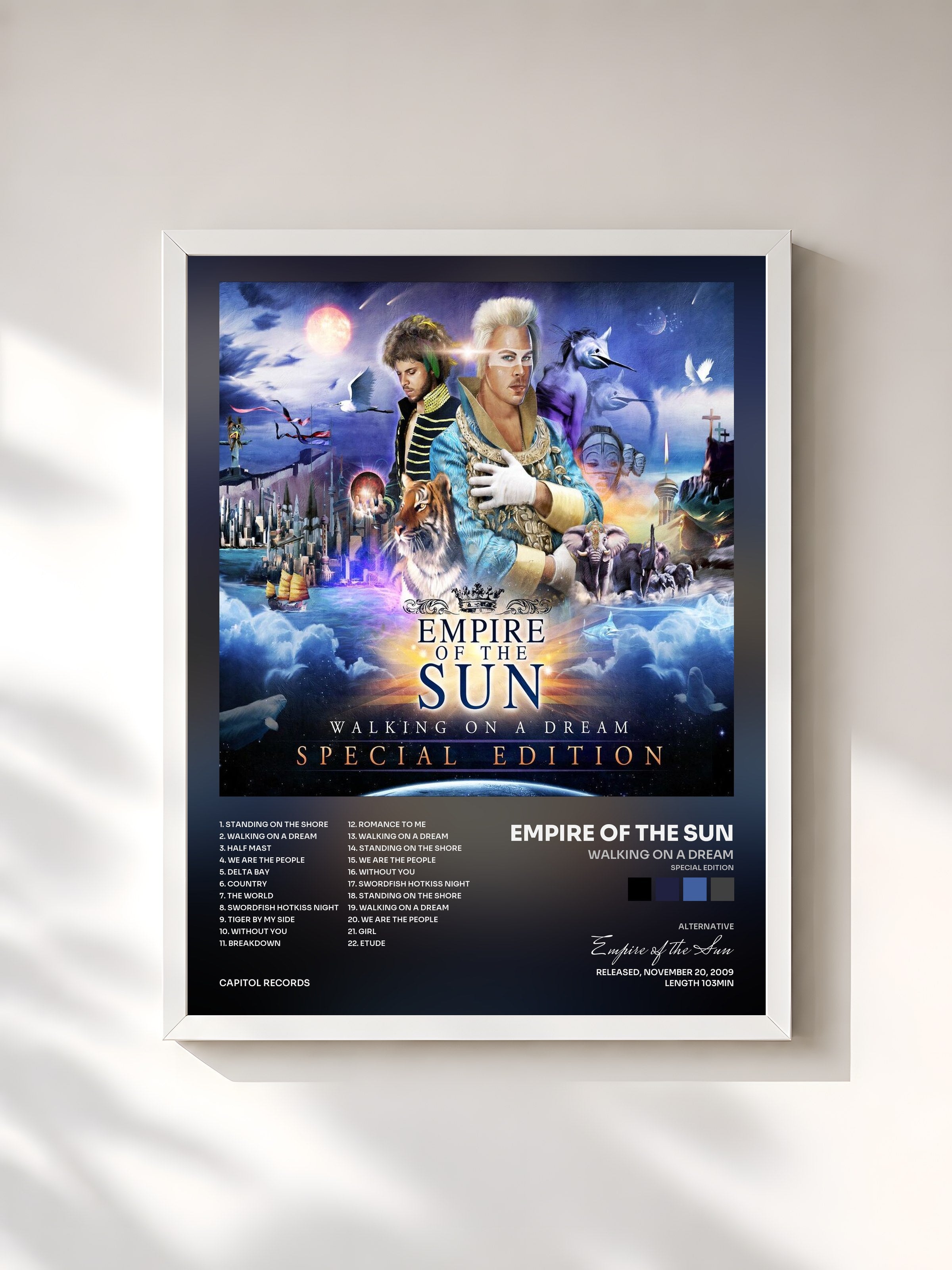 #blanc Tableau de l'album Walking On A Dream (Special Edition) de Empire of the Sun, cadre blanc, imprimé et encadré en France
