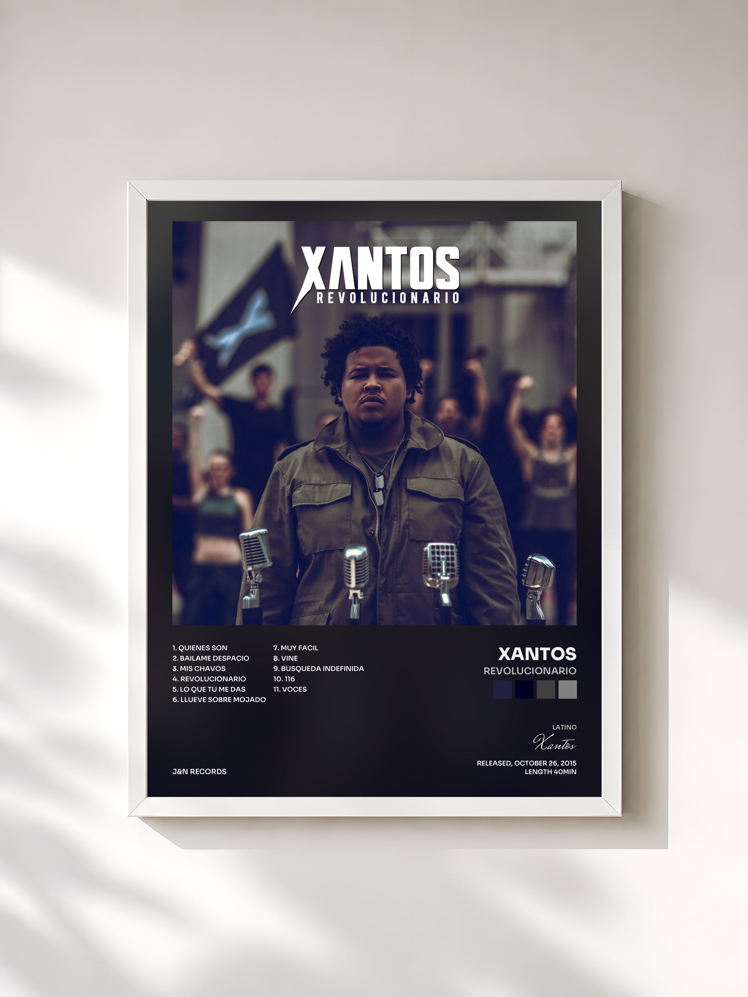 #blanc Tableau de l'album Revolucionario de Xantos, cadre blanc, imprimé et encadré en France