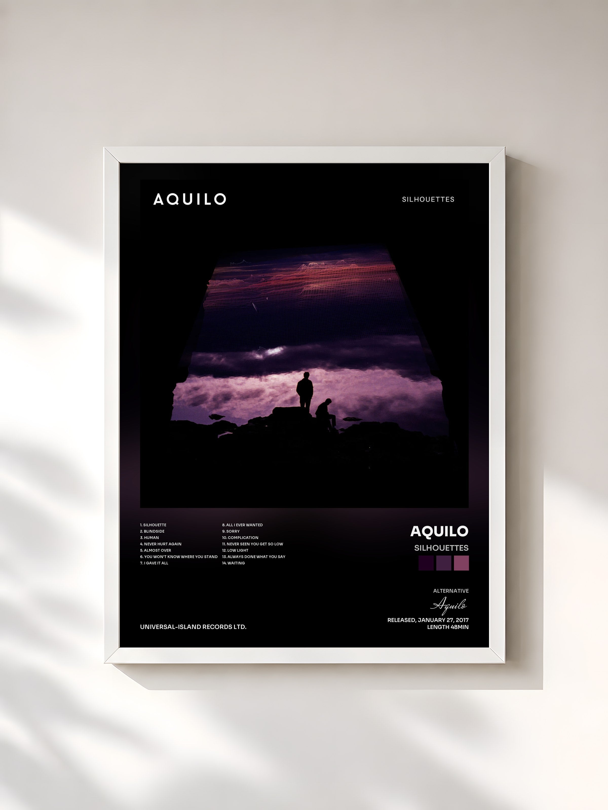#blanc Tableau de l'album Silhouettes de Aquilo, cadre blanc, imprimé et encadré en France
