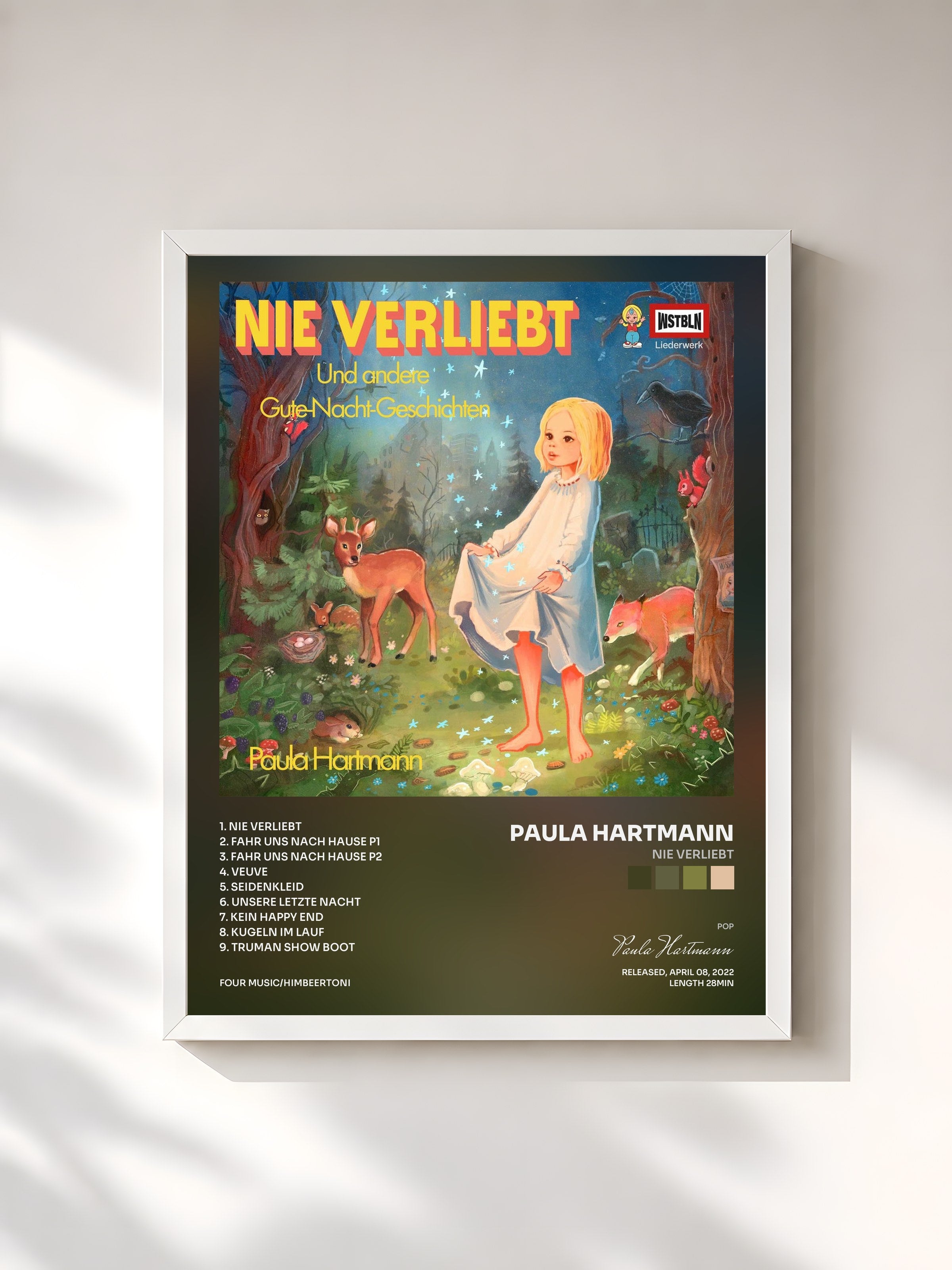 #blanc Tableau de l'album Nie verliebt de Paula Hartmann, cadre blanc, imprimé et encadré en France