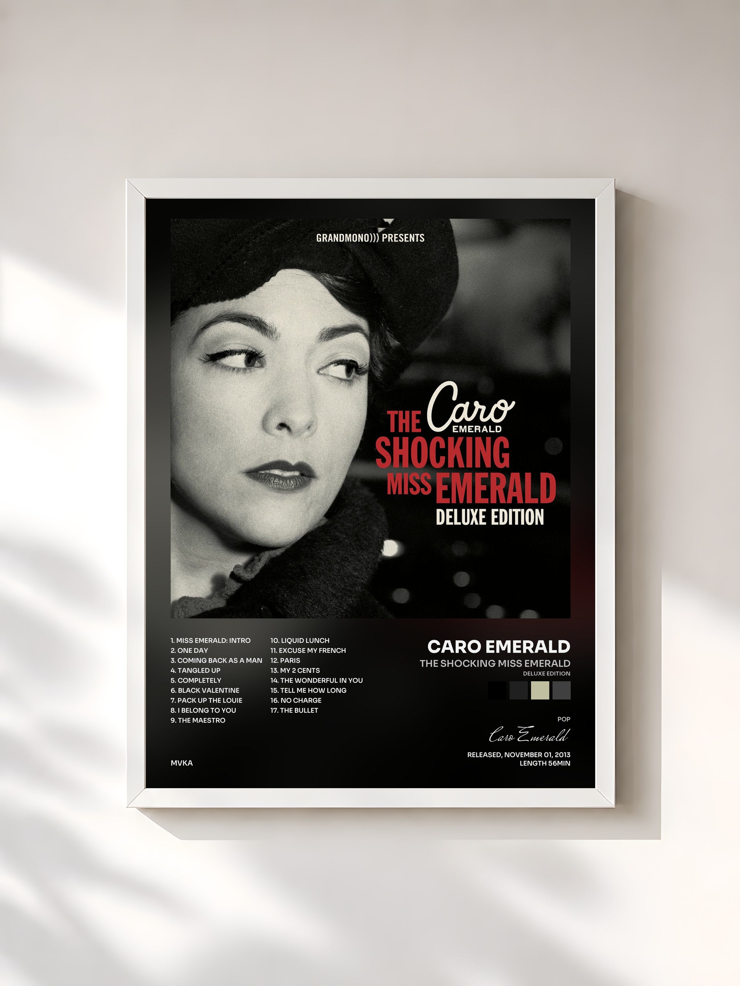 #blanc Tableau de l'album The Shocking Miss Emerald (Deluxe Edition) de Caro Emerald, cadre blanc, imprimé et encadré en France