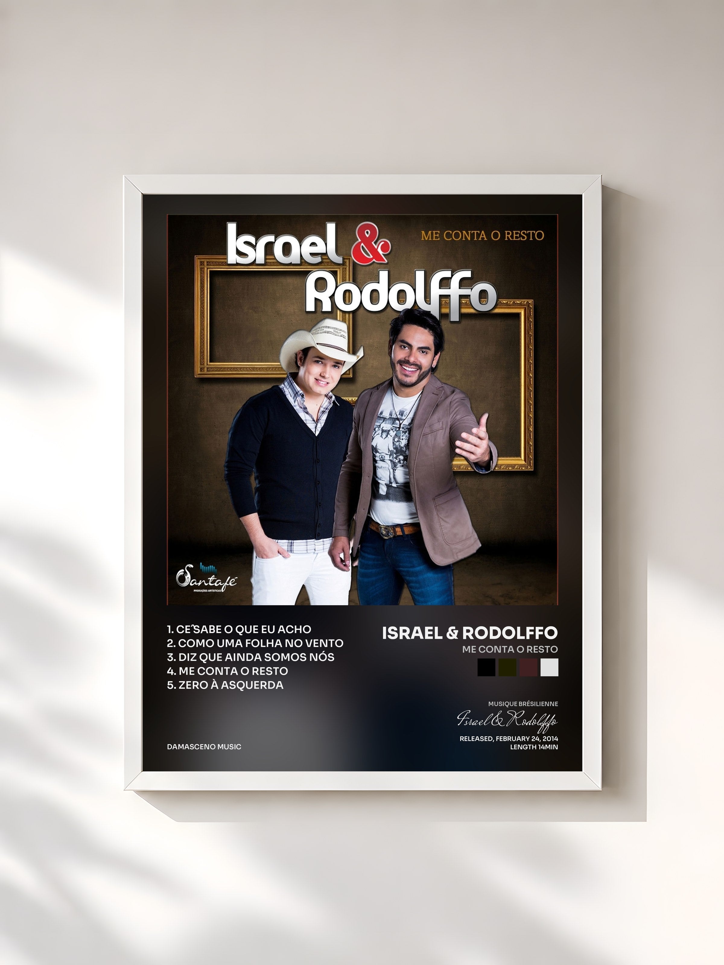 #blanc Tableau de l'album Me Conta o Resto de Israel & Rodolffo, cadre blanc, imprimé et encadré en France