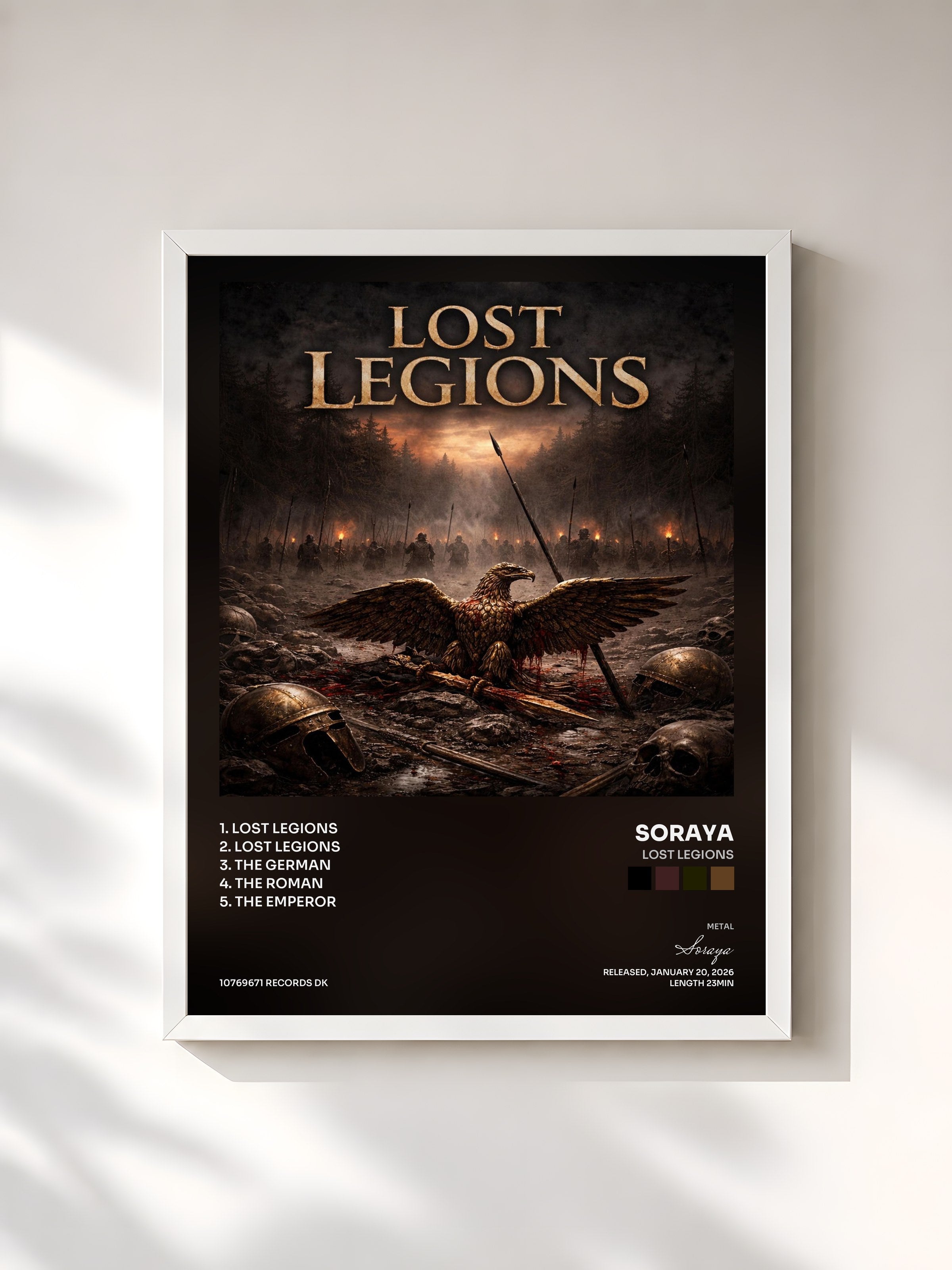 #blanc Tableau de l'album Lost Legions de Soraya, cadre blanc, imprimé et encadré en France