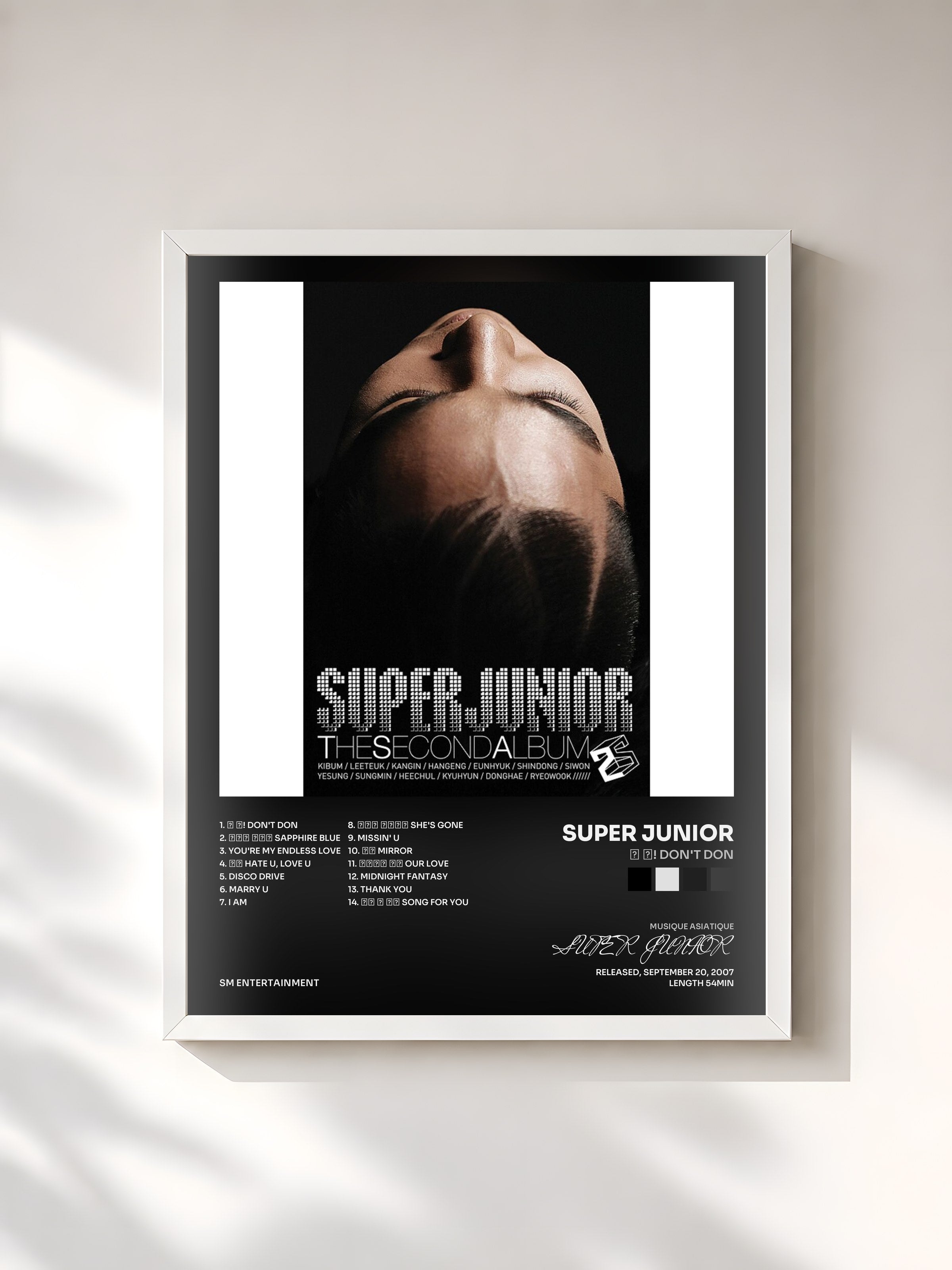 #blanc Tableau de l'album 돈 돈! Don't Don de SUPER JUNIOR, cadre blanc, imprimé et encadré en France
