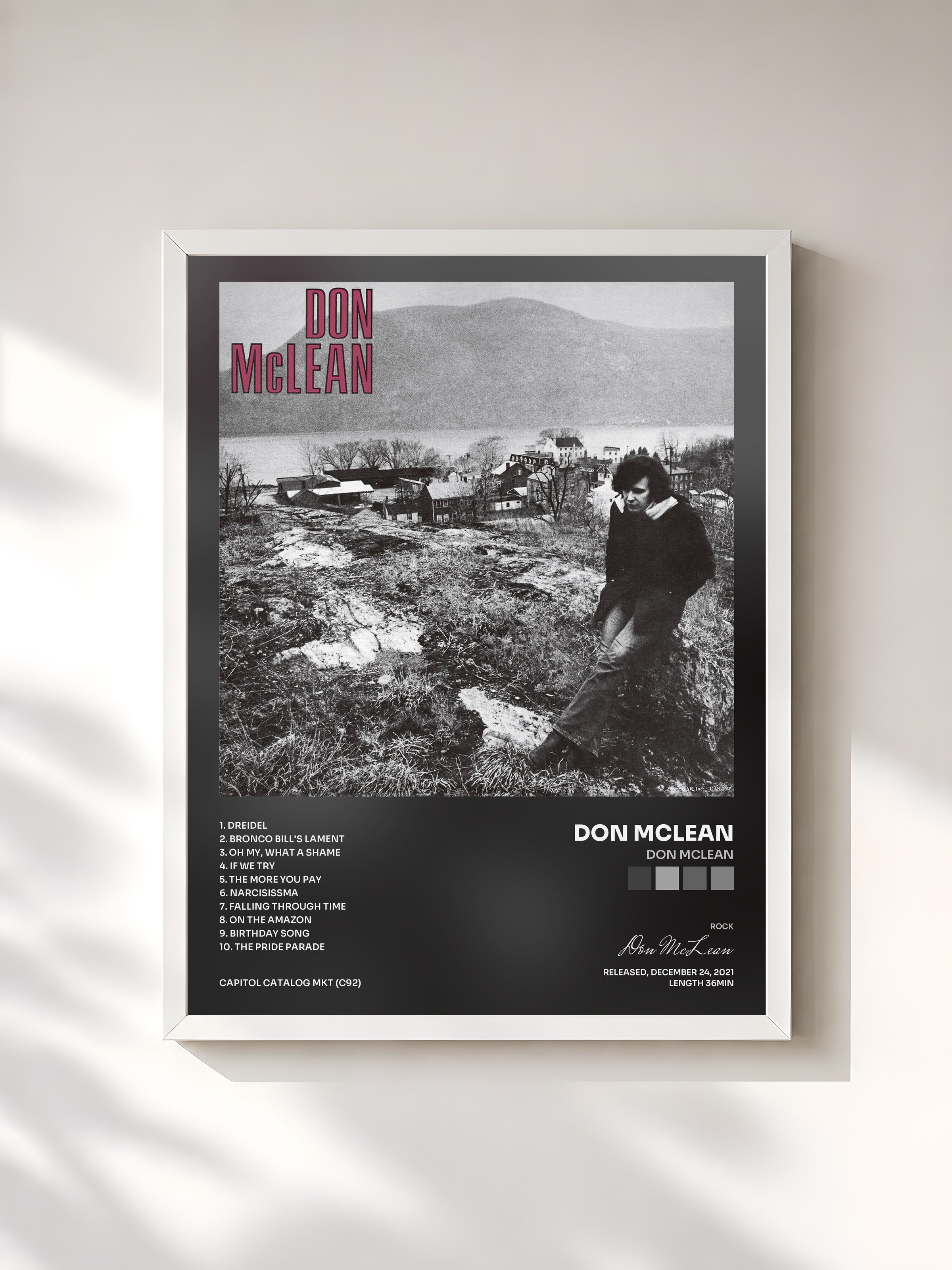 #blanc Tableau de l'album Don McLean de Don McLean, cadre blanc, imprimé et encadré en France