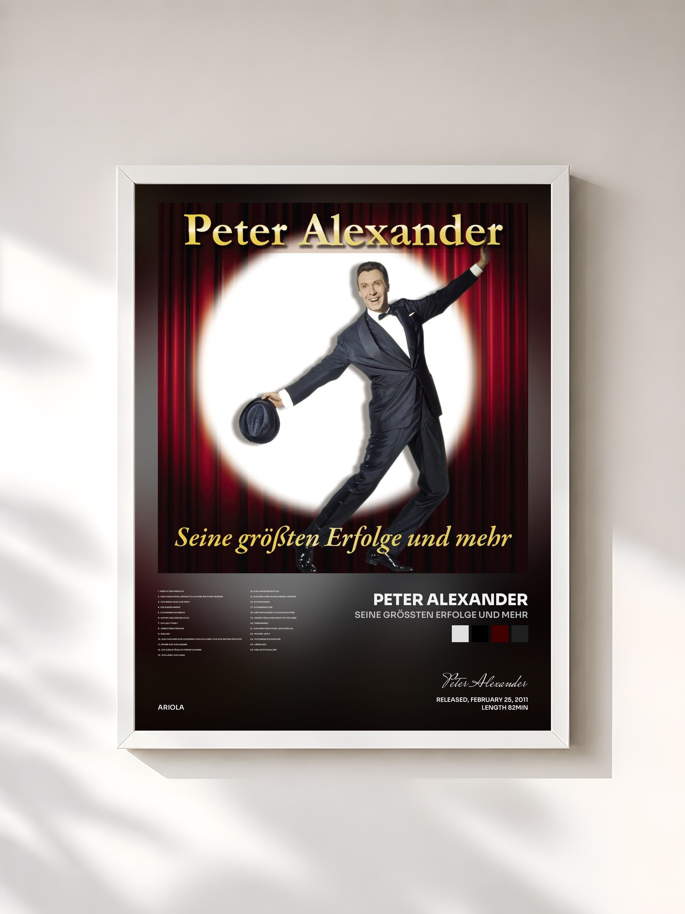 #blanc Tableau de l'album Seine größten Erfolge und mehr de Peter Alexander, cadre blanc, imprimé et encadré en France
