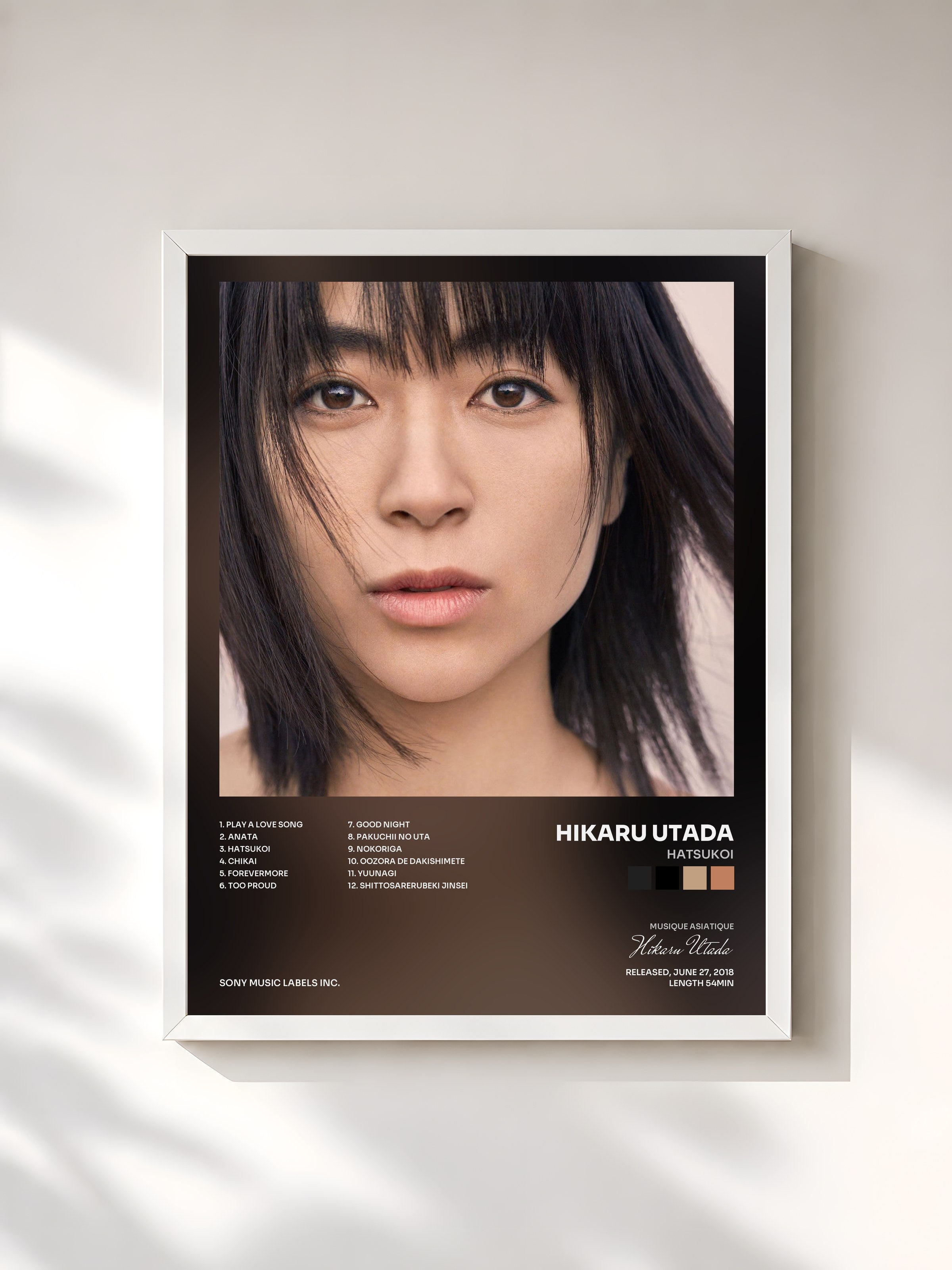 #blanc Tableau de l'album Hatsukoi de Hikaru Utada, cadre blanc, imprimé et encadré en France