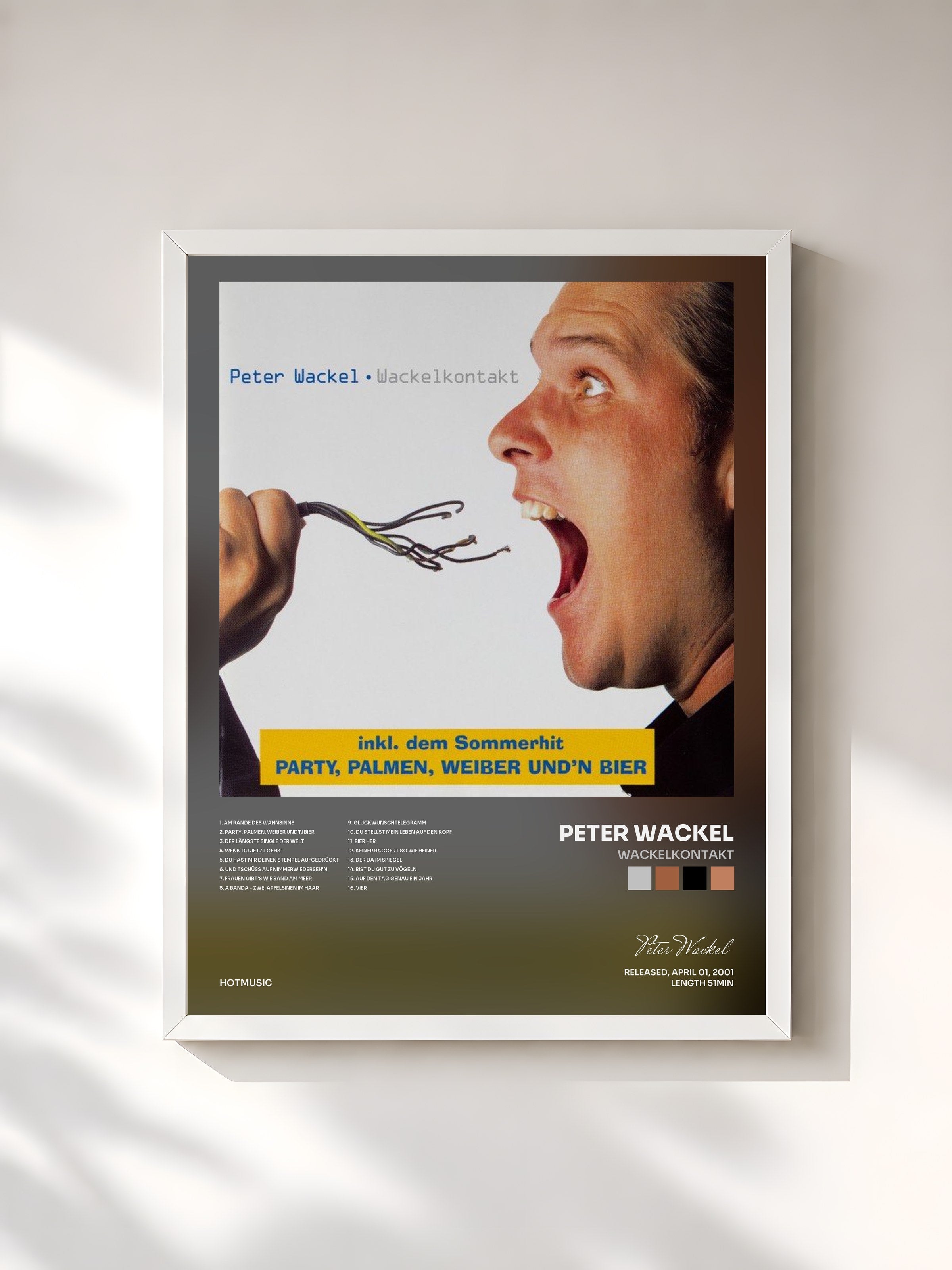 #blanc Tableau de l'album Wackelkontakt de Peter Wackel, cadre blanc, imprimé et encadré en France