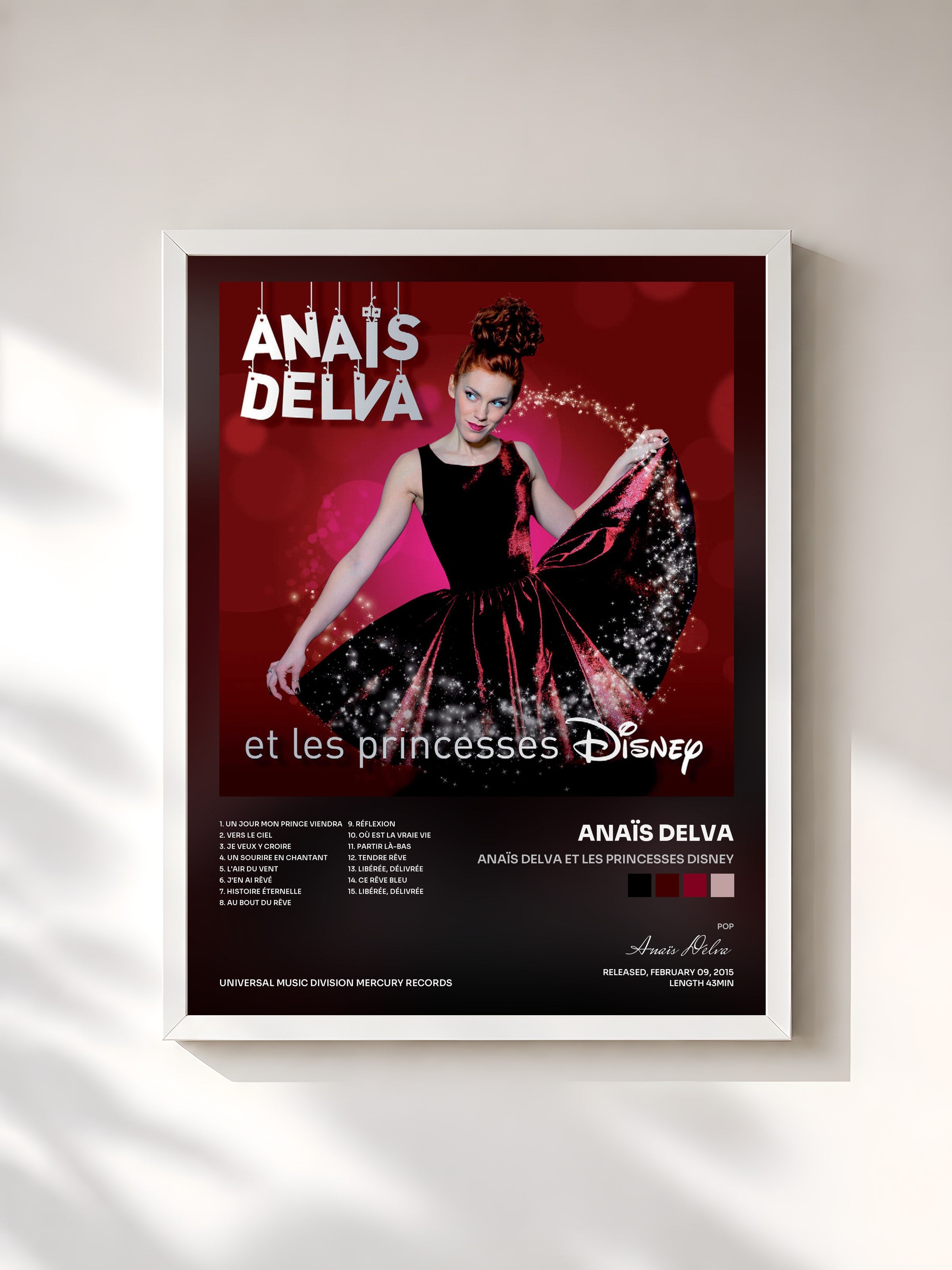 #blanc Tableau de l'album Anaïs Delva et les princesses Disney de Anaïs Delva, cadre blanc, imprimé et encadré en France
