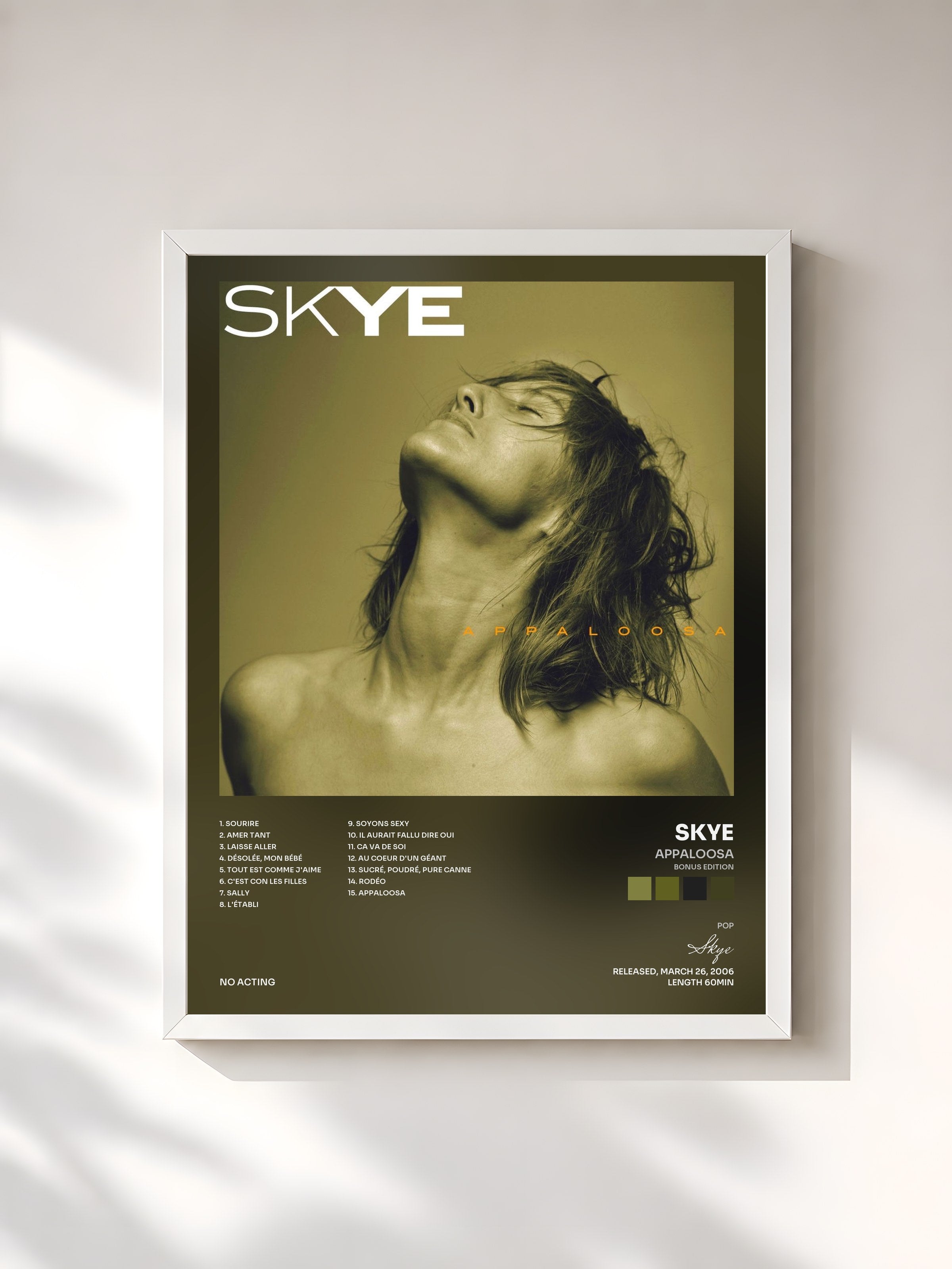 #blanc Tableau de l'album Appaloosa (Bonus Edition) de Skye, cadre blanc, imprimé et encadré en France