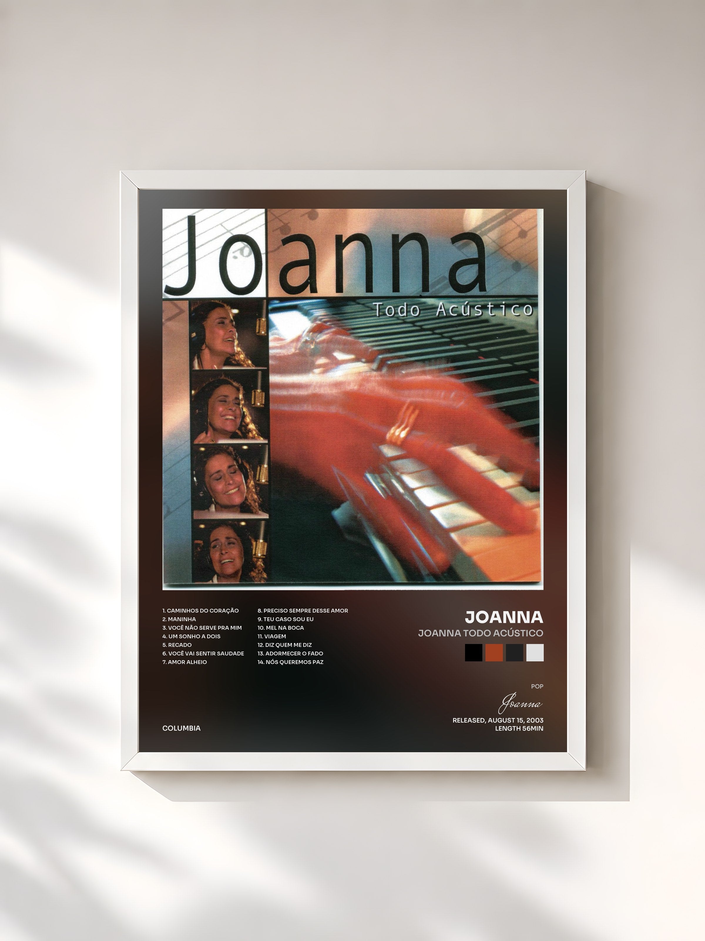 #blanc Tableau de l'album Joanna todo Acústico de Joanna, cadre blanc, imprimé et encadré en France