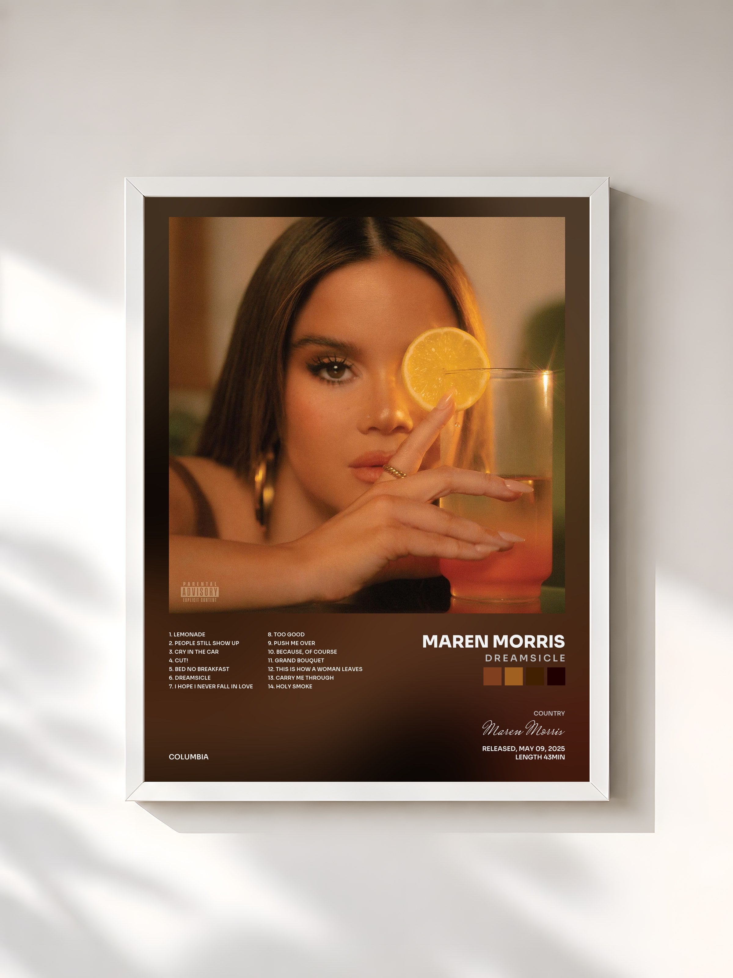 #blanc Tableau de l'album D R E A M S I C L E de Maren Morris, cadre blanc, imprimé et encadré en France