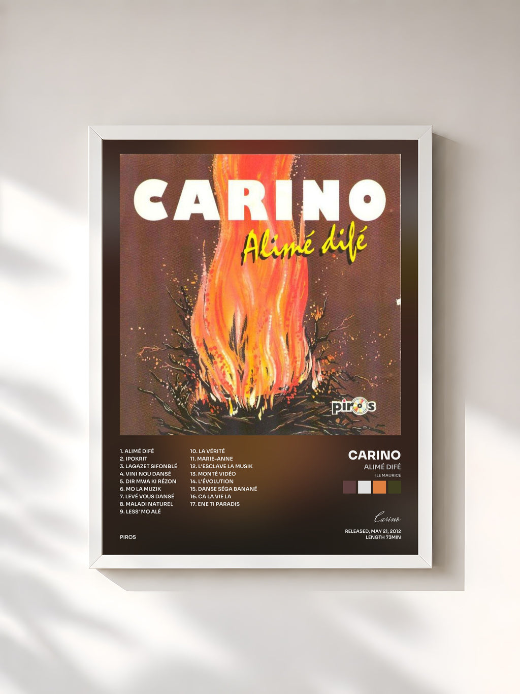 #blanc Tableau de l'album Alimé difé (Ile Maurice) de Carino, cadre blanc, imprimé et encadré en France