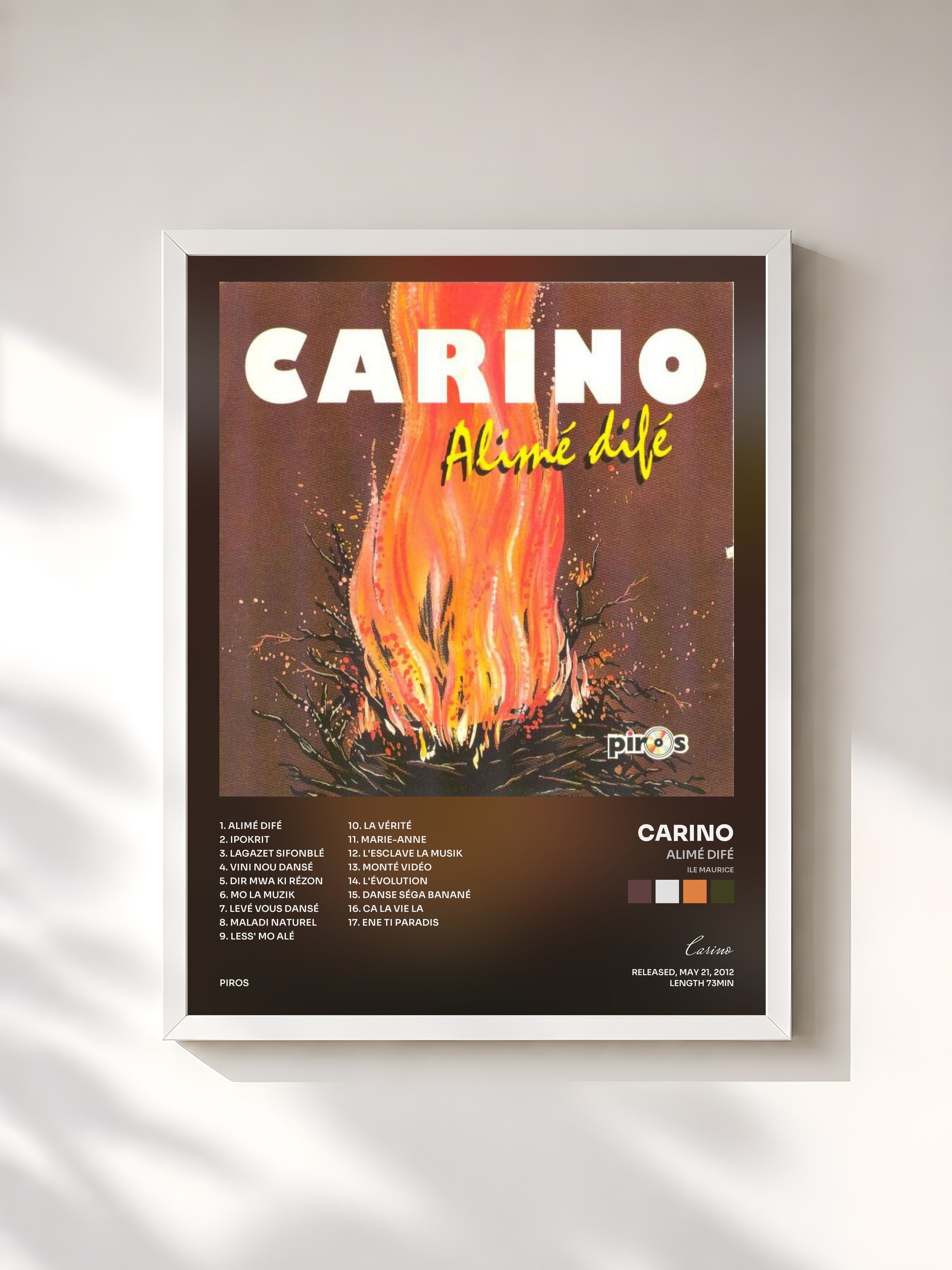 #blanc Tableau de l'album Alimé difé (Ile Maurice) de Carino, cadre blanc, imprimé et encadré en France