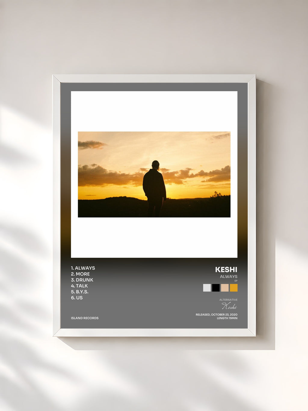 #blanc always (EP) by Keshi as a framed art print, white frame, printed and framed in France