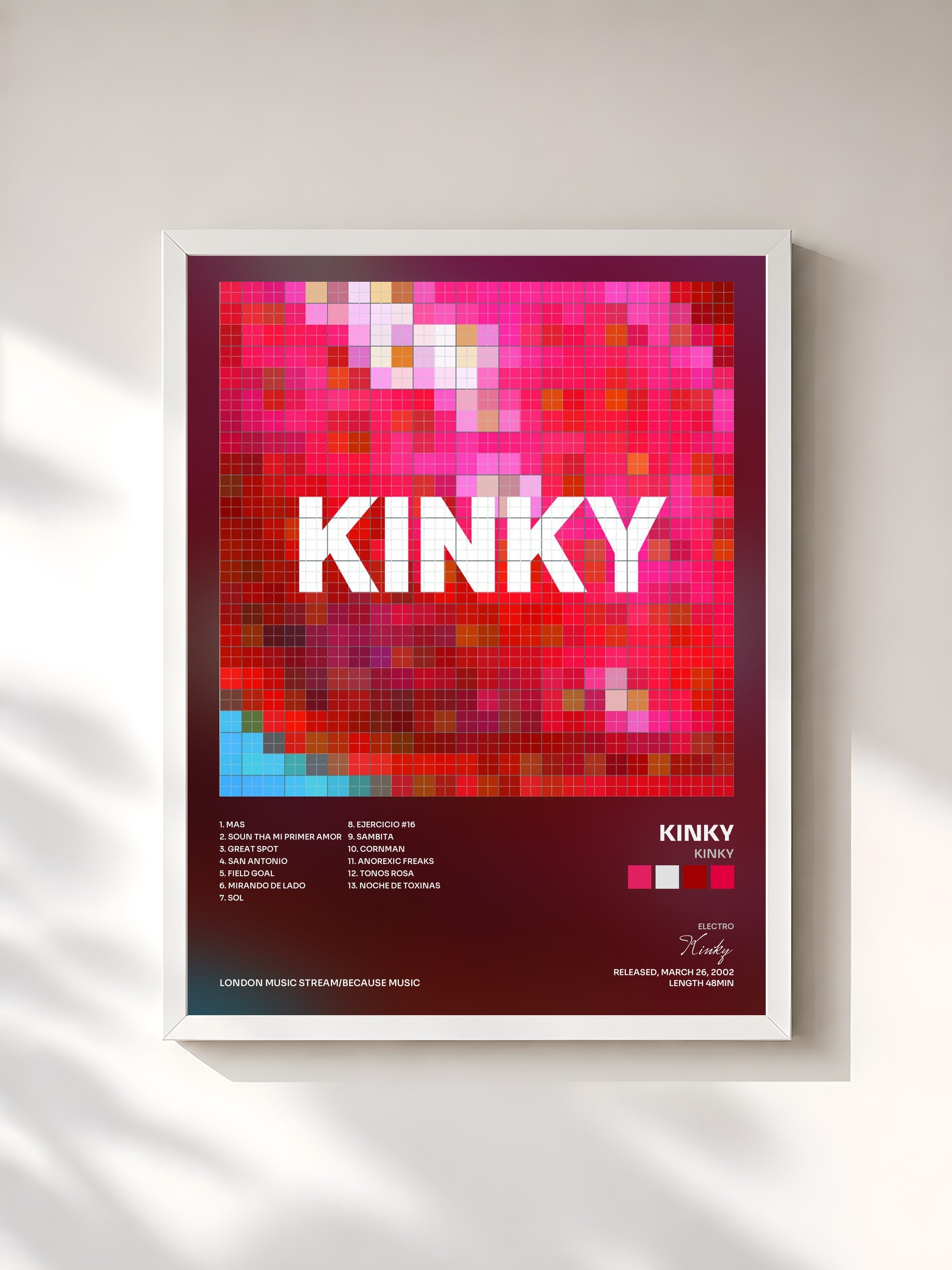 #blanc Tableau de l'album Kinky de Kinky, cadre blanc, imprimé et encadré en France