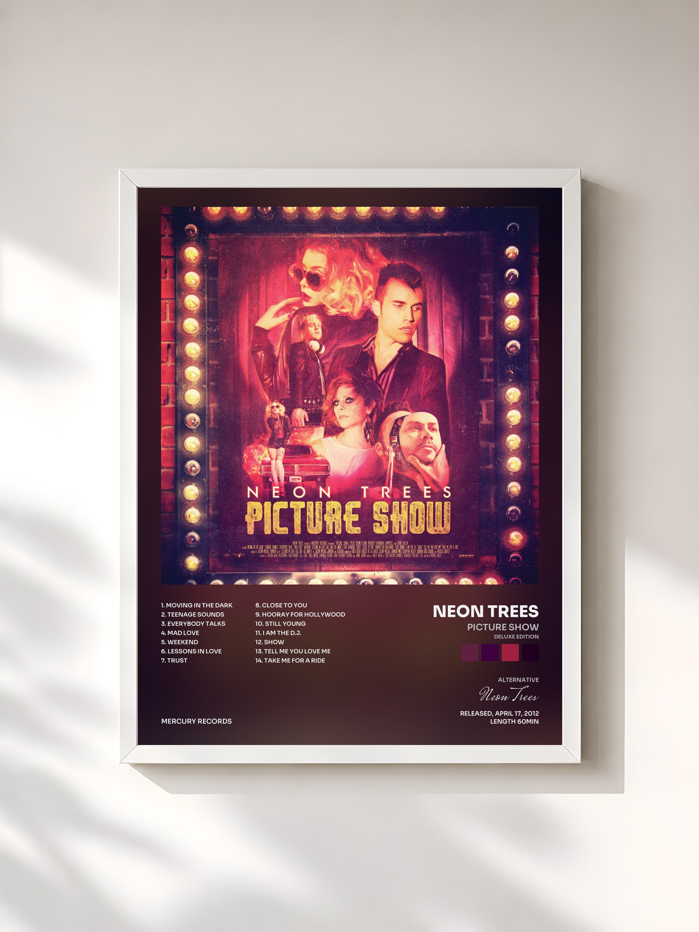 #blanc Tableau de l'album Picture Show (Deluxe Edition) de Neon Trees, cadre blanc, imprimé et encadré en France