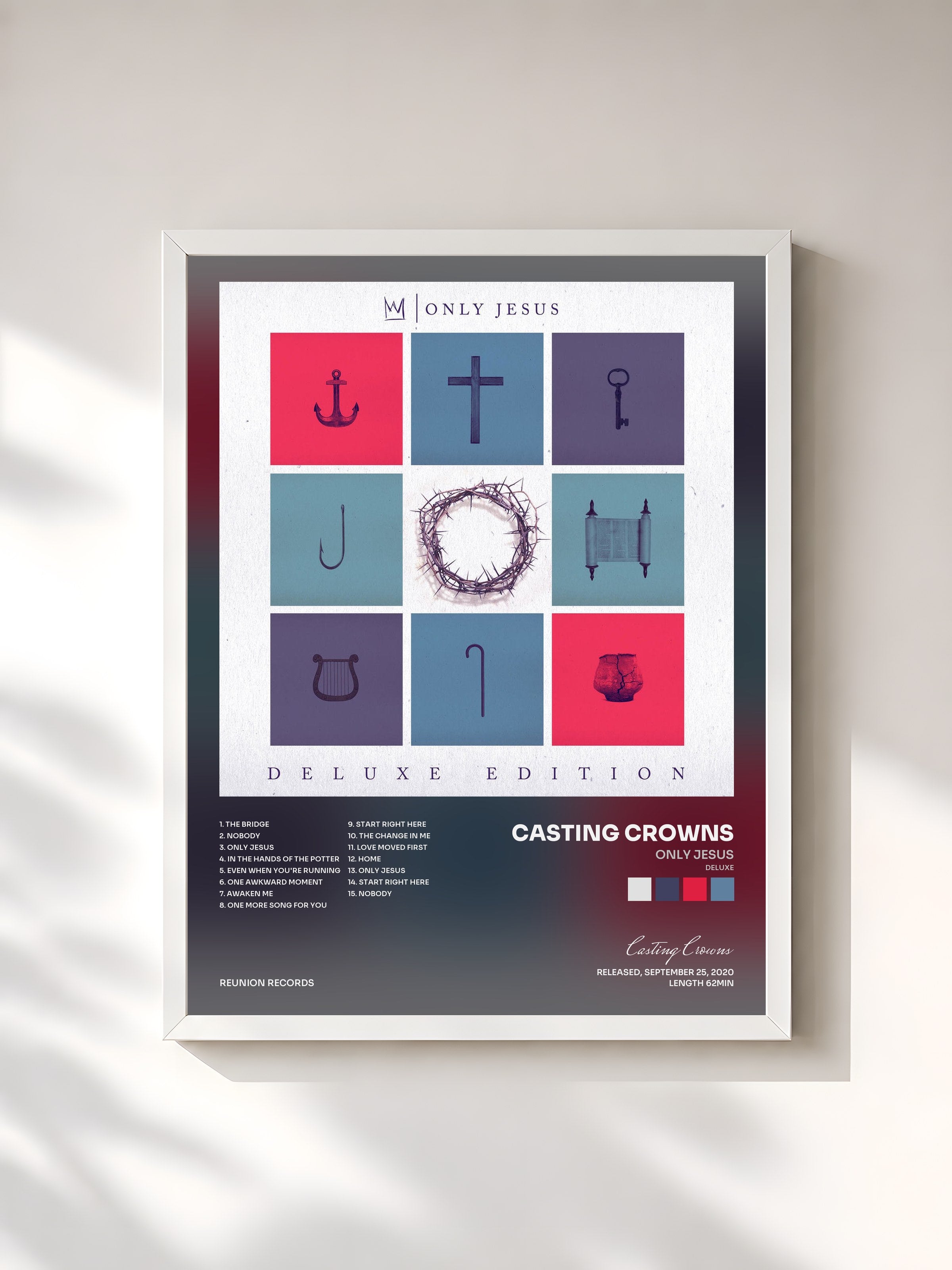 #blanc Tableau de l'album Only Jesus (Deluxe) de Casting Crowns, cadre blanc, imprimé et encadré en France