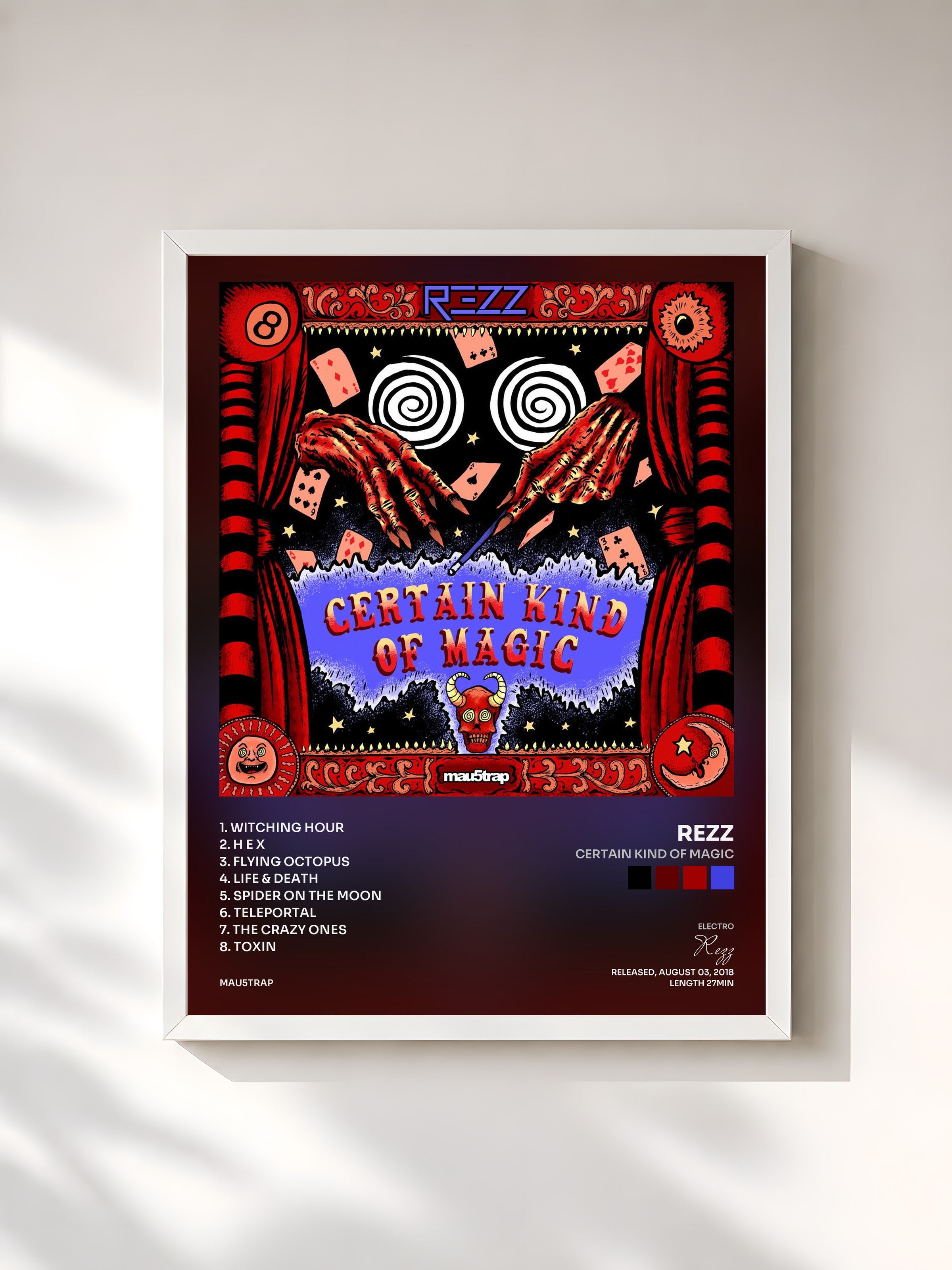 #blanc Tableau de l'album Certain Kind of Magic de Rezz, cadre blanc, imprimé et encadré en France