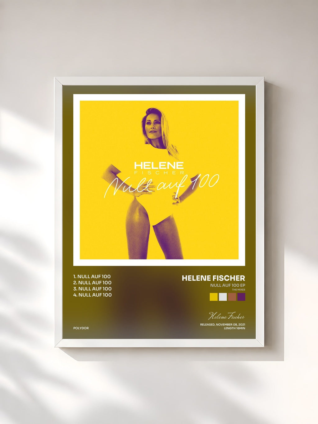 #blanc Null auf 100 EP (The Mixes) di Helene Fischer in stampa incorniciata, cornice bianca, stampata e incorniciata in Francia