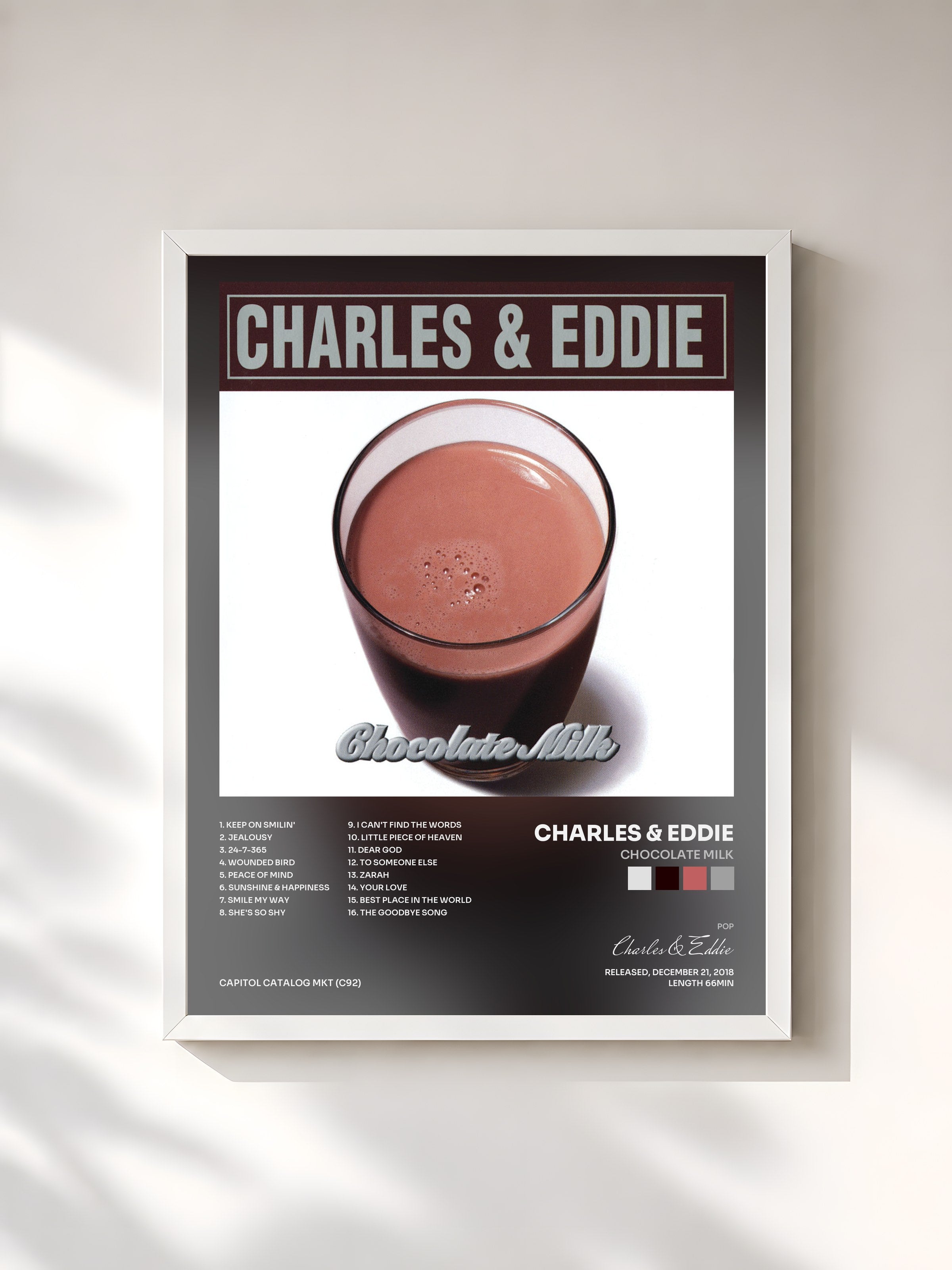 #blanc Tableau de l'album Chocolate Milk de Charles & Eddie, cadre blanc, imprimé et encadré en France