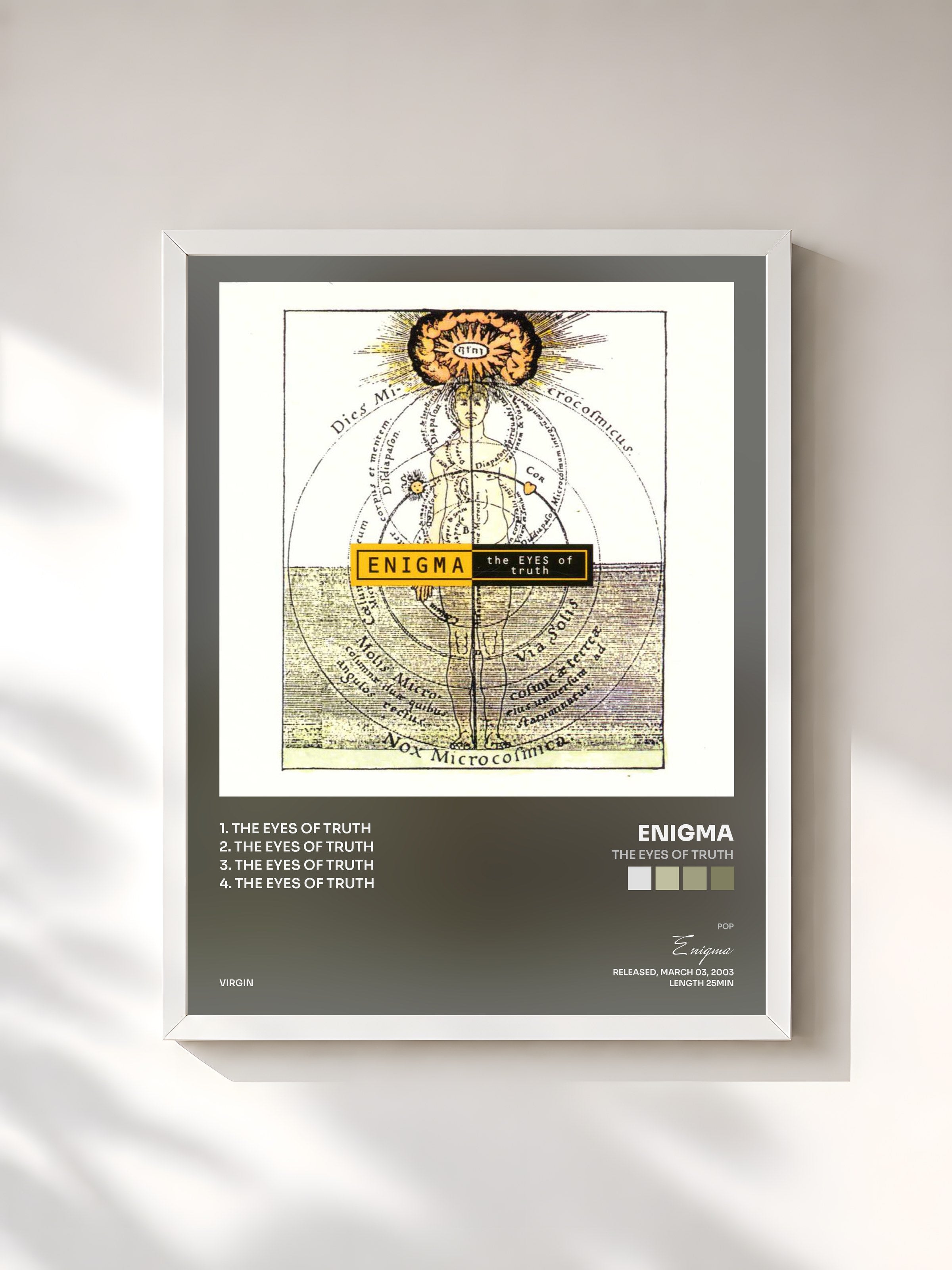 #blanc Tableau de l'album The Eyes Of Truth de Enigma, cadre blanc, imprimé et encadré en France