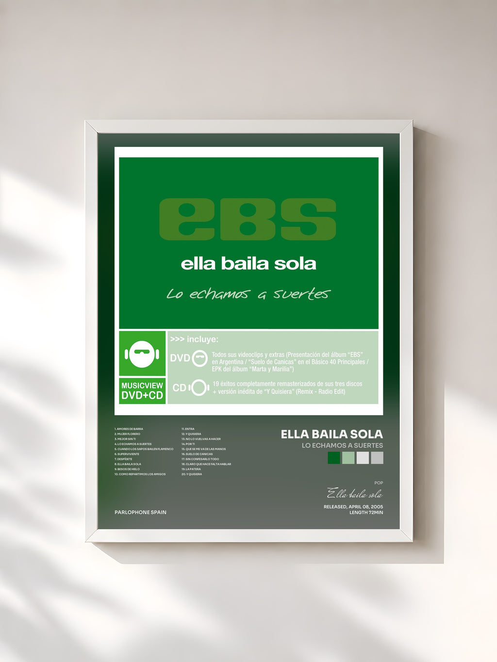 #blanc Tableau de l'album Lo Echamos A Suertes de Ella baila sola, cadre blanc, imprimé et encadré en France