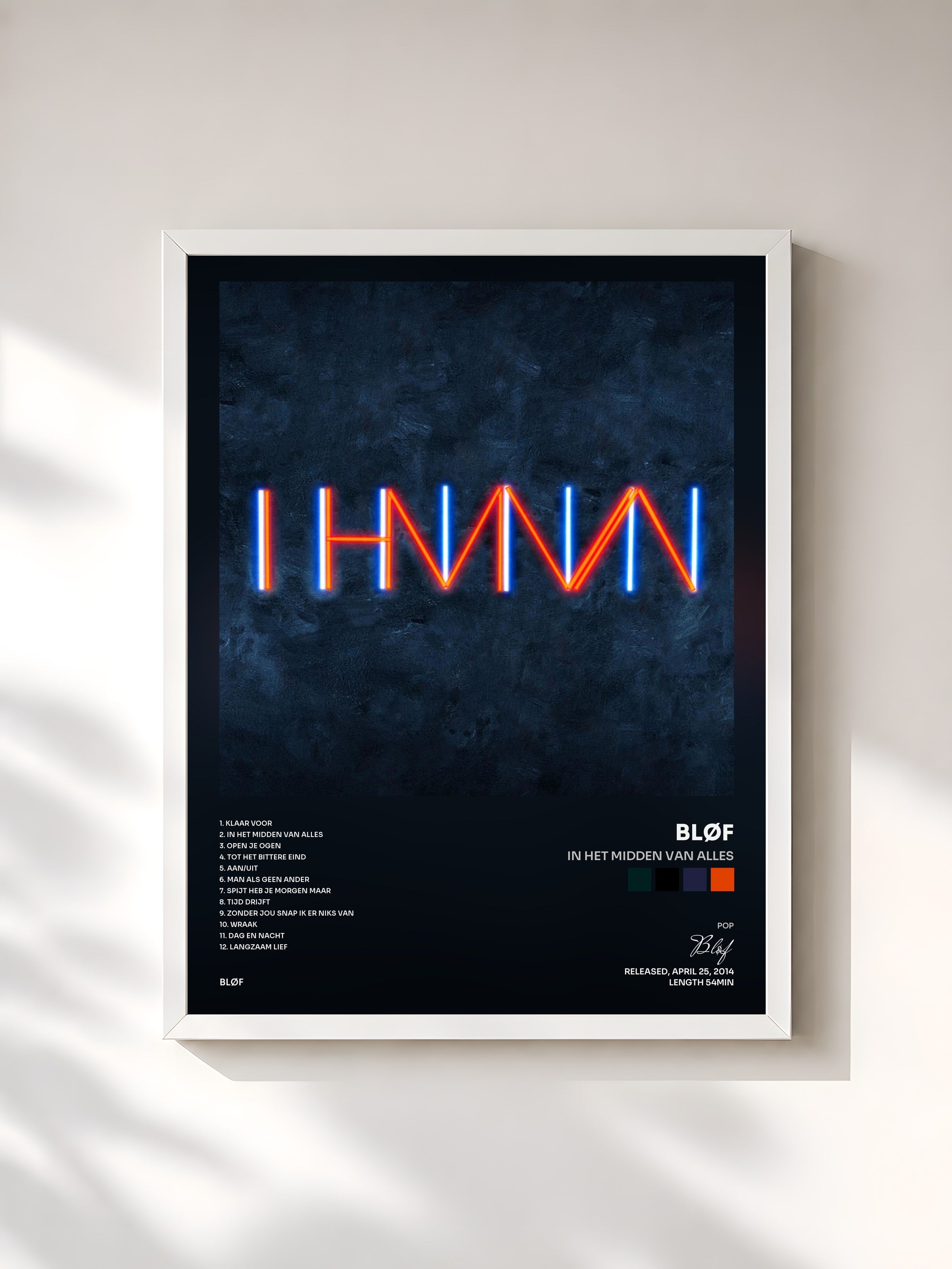 #blanc Tableau de l'album In Het Midden Van Alles de Bløf, cadre blanc, imprimé et encadré en France