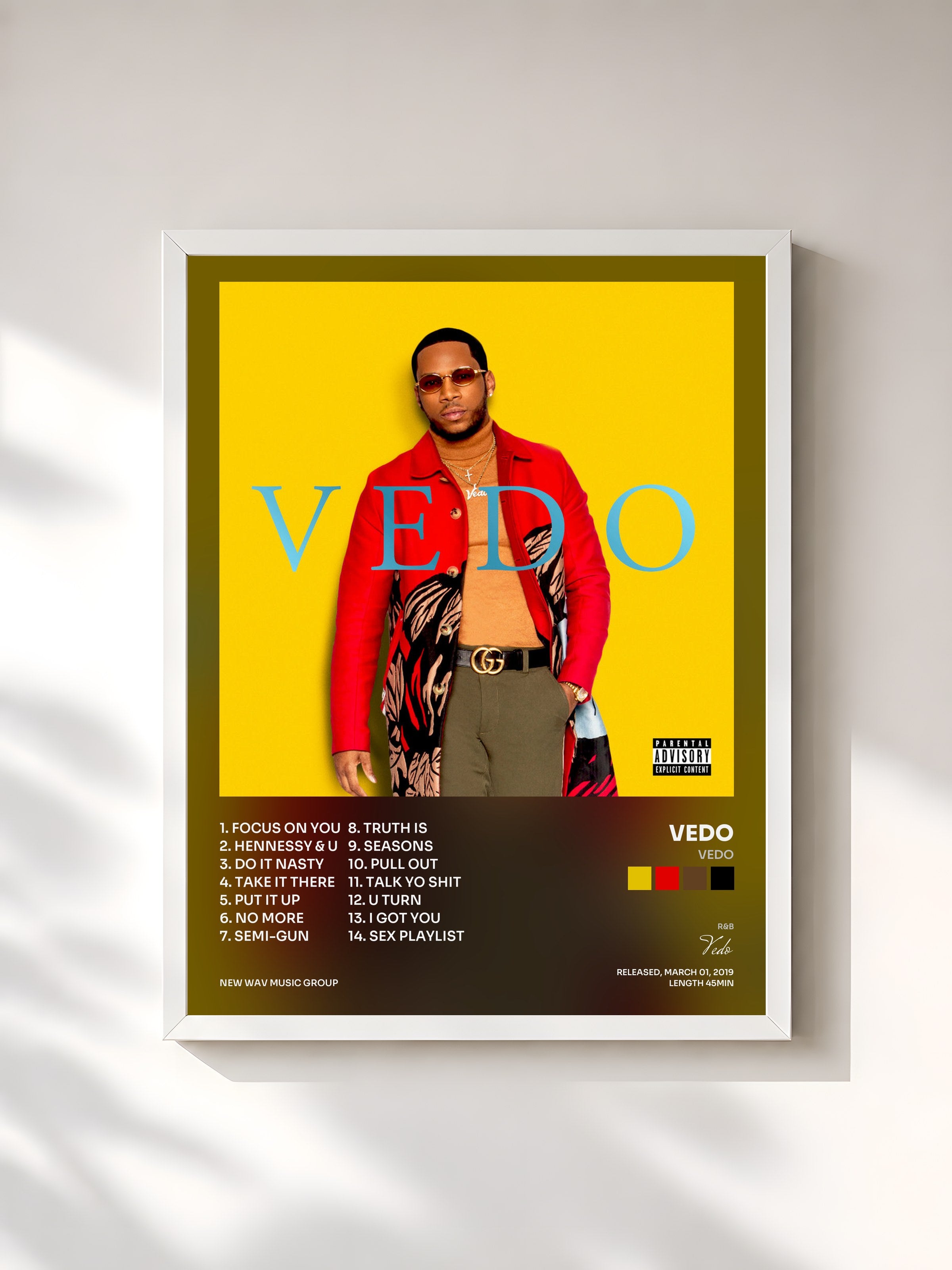 #blanc Tableau de l'album VEDO de Vedo, cadre blanc, imprimé et encadré en France