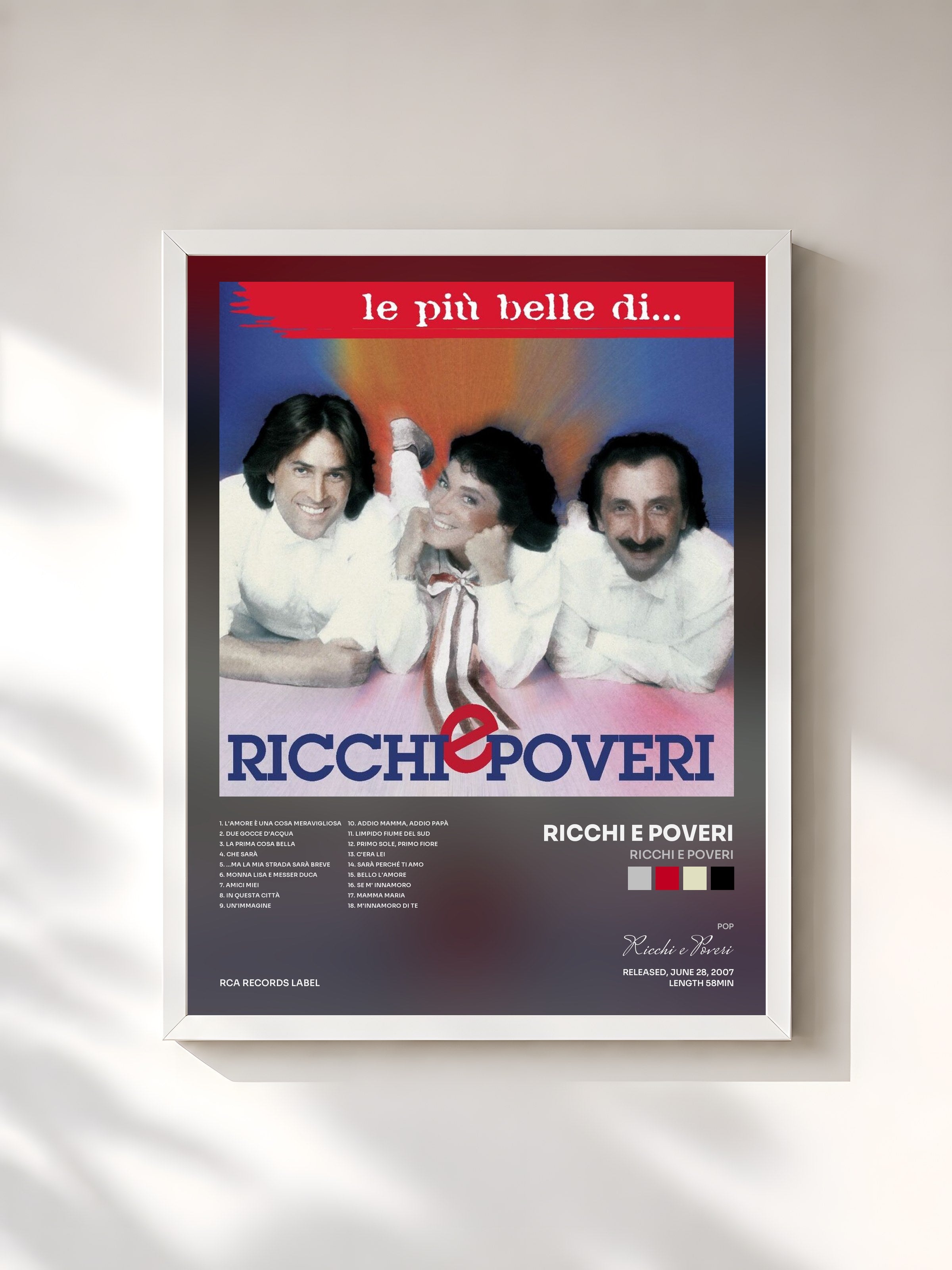 #blanc Tableau de l'album Ricchi E Poveri de Ricchi e Poveri, cadre blanc, imprimé et encadré en France