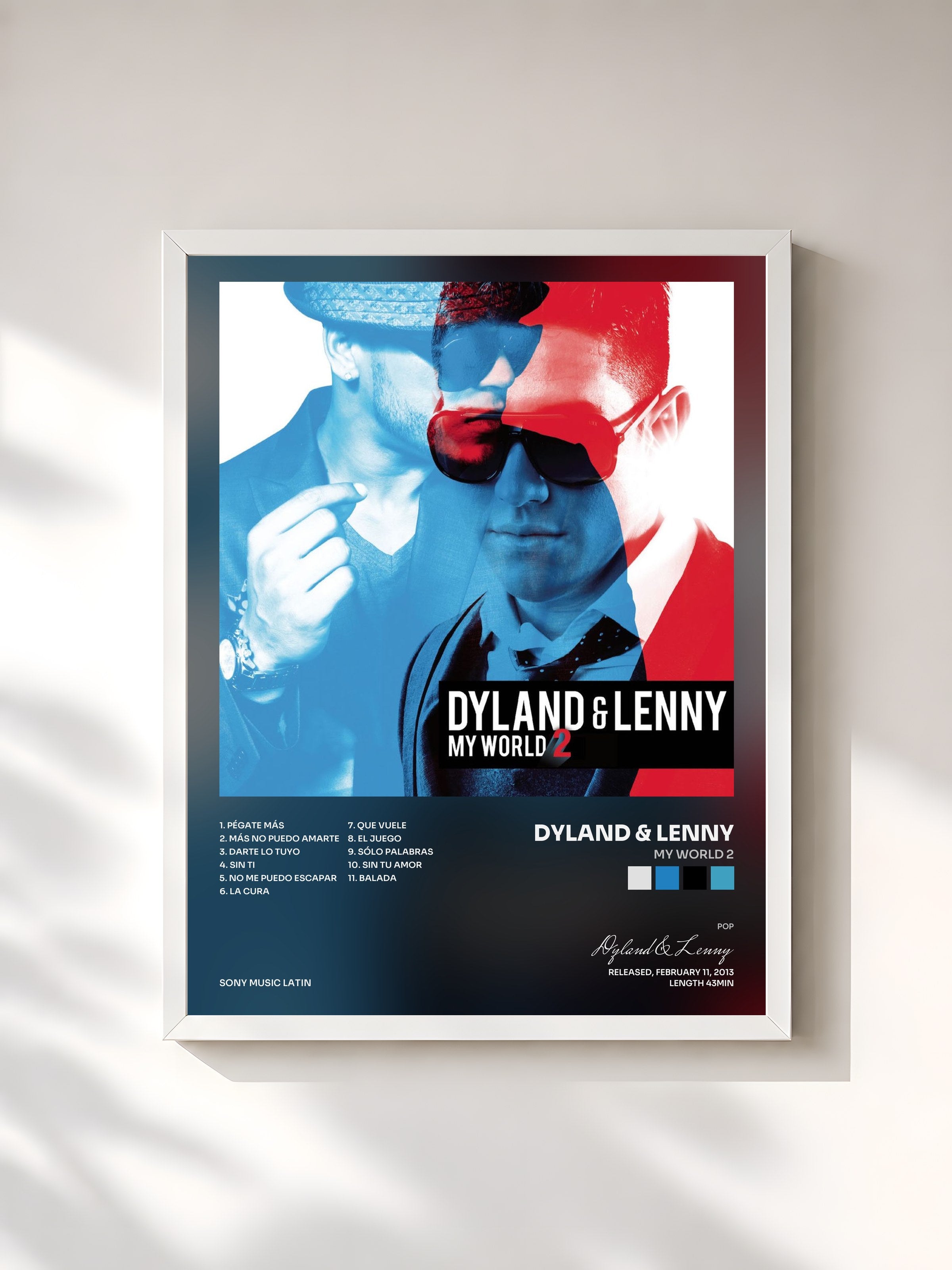 #blanc Tableau de l'album My World 2 de Dyland & Lenny, cadre blanc, imprimé et encadré en France